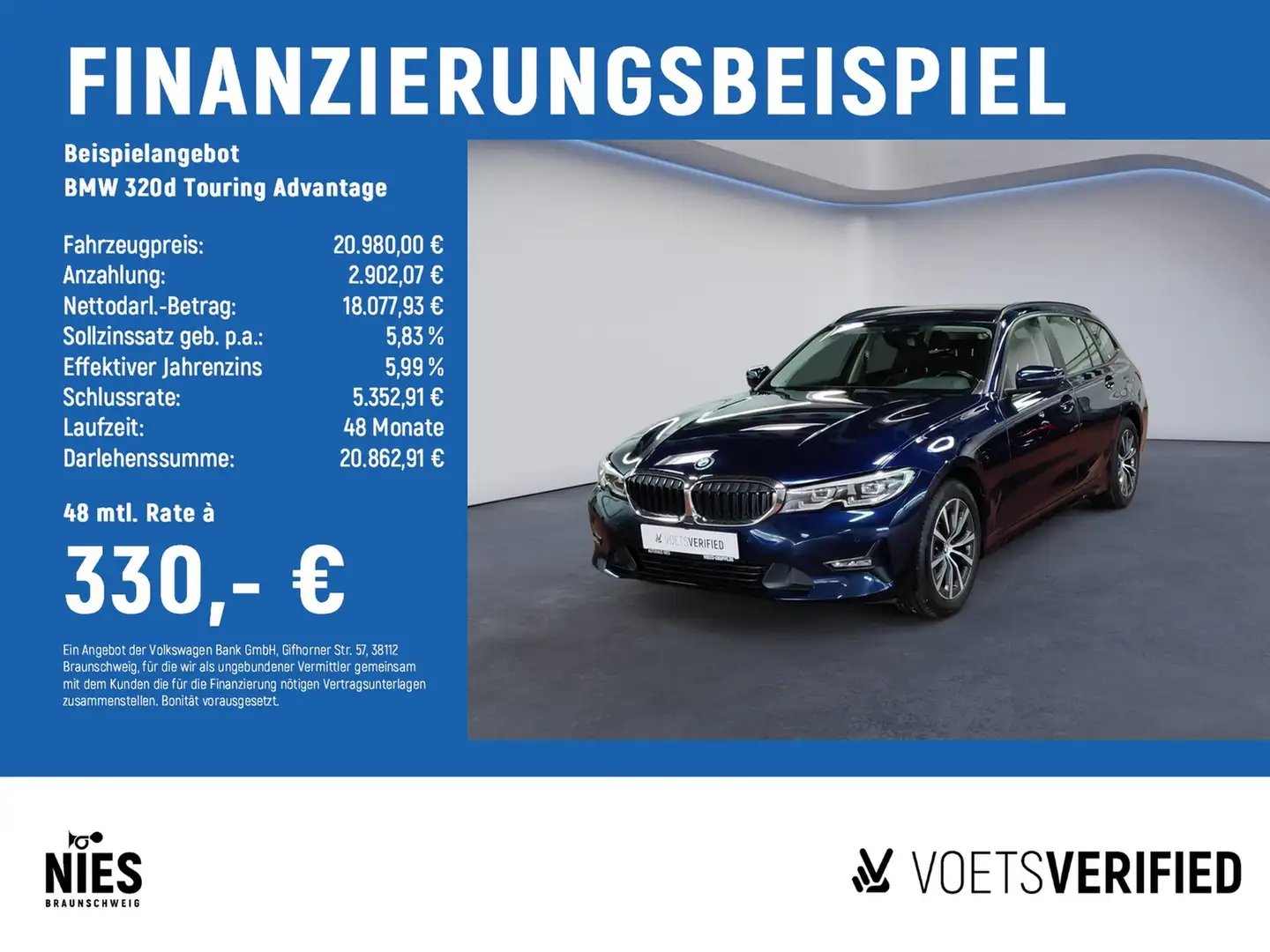 BMW 320 d Touring Advantage LED+KLIMA+AHK plava - 2