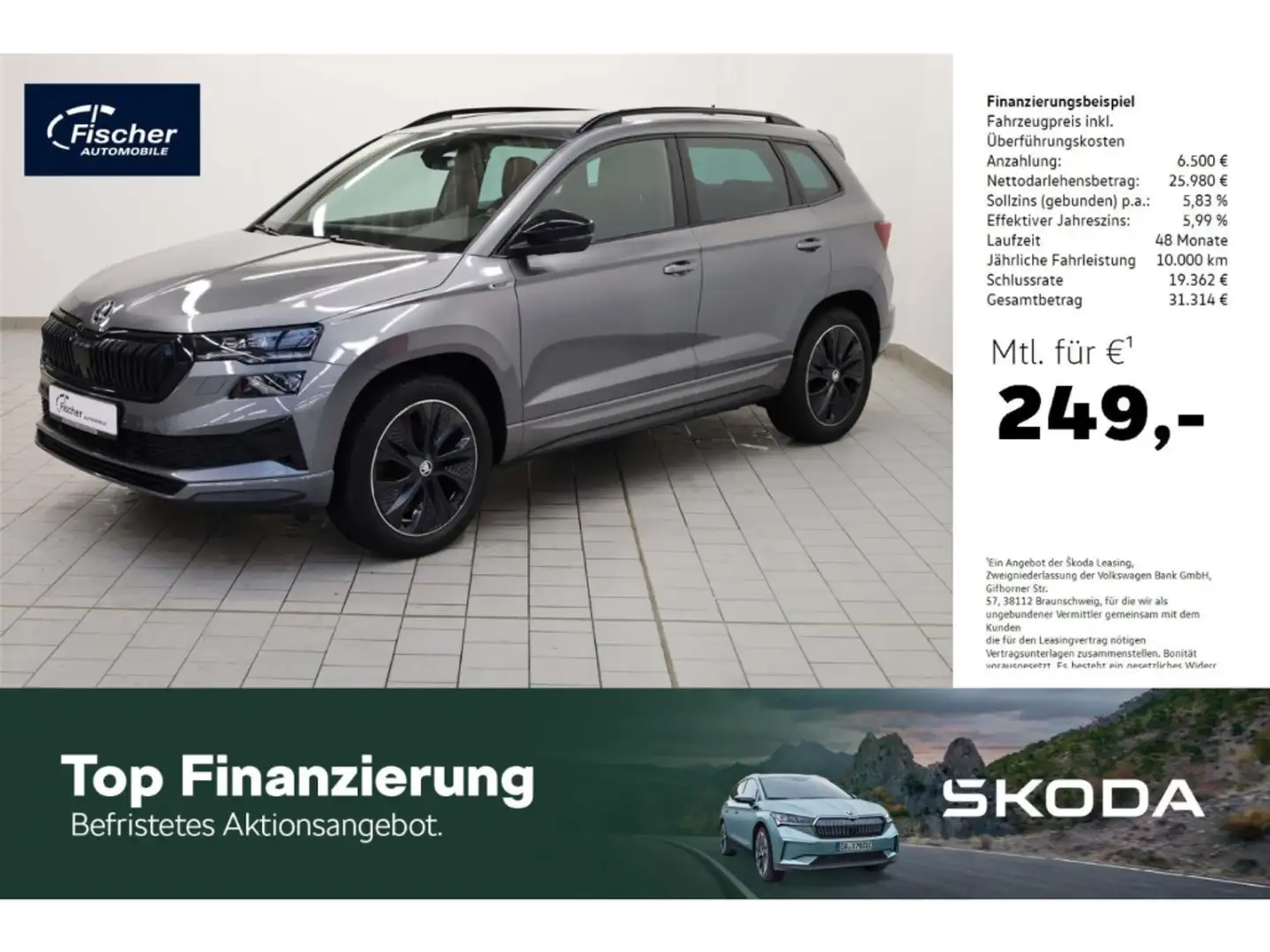 Skoda Karoq 2.0 TSI Sportline 4x4 DSG AHK/Pano/Matrix Grau - 1