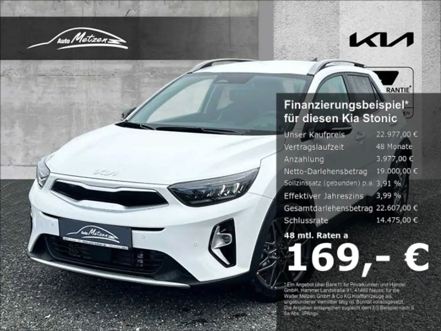 Kia Stonic 1.0 T-GDI Nightline Edition NAVI KAMERA Weiß - 1