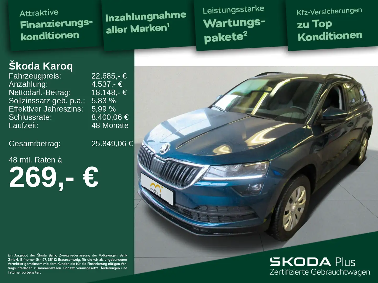 Skoda Karoq 1.0 TSI Style *RFK*LED*KESSY*APP*AHK*NAV* Blau - 1