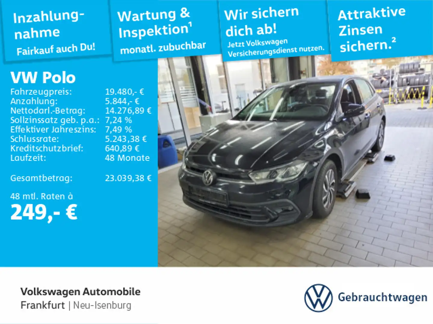 Volkswagen Polo 1.0 TSI DSG Life Spurhalteassistent Sitzhei Schwarz - 1