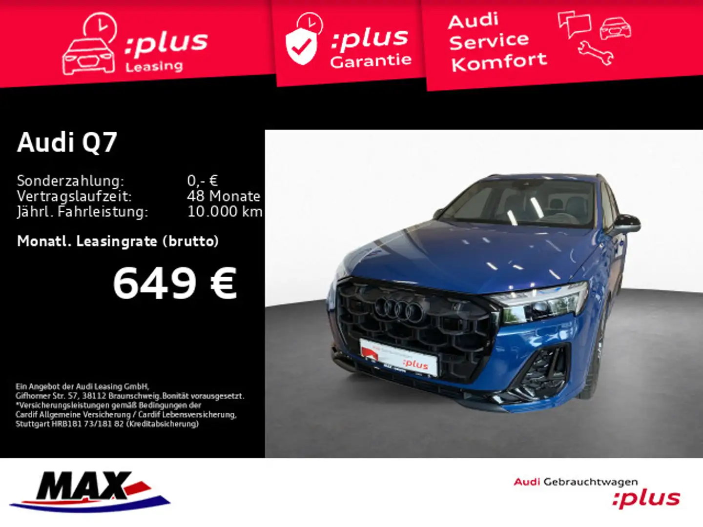 Audi Q7 50 TDI quattro S-LINE MATRIX LED+PANO+AHK+HUD Blau - 1