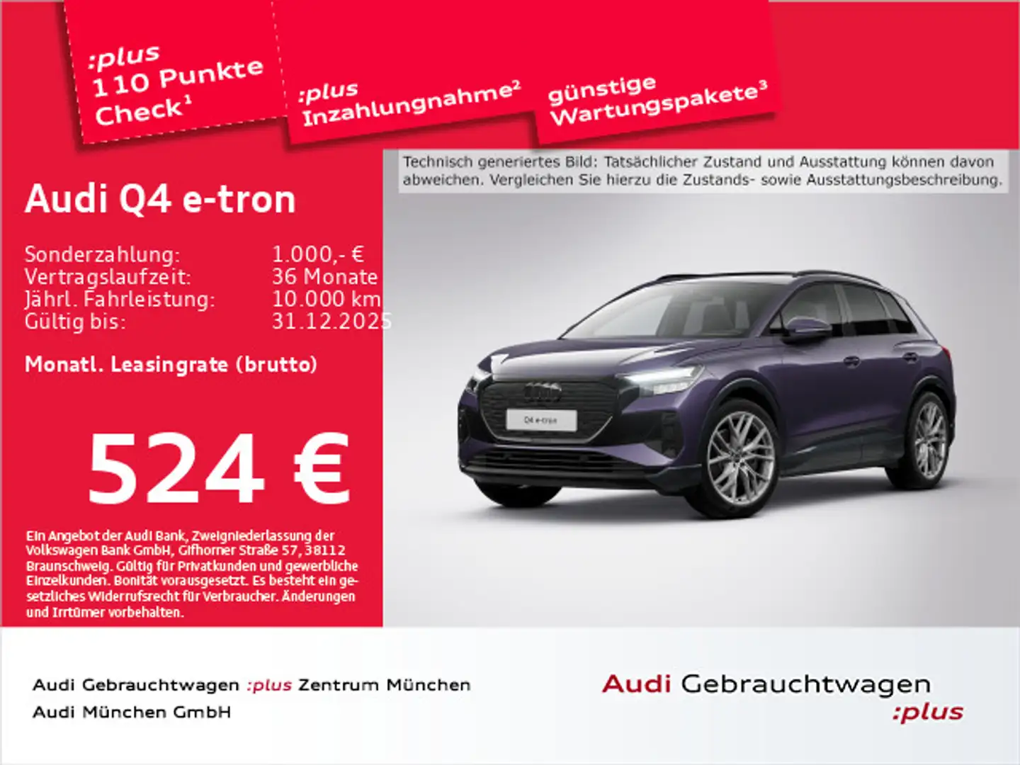 Audi Q4 e-tron 55 qu. S line Pano/AHK/Wärmep./ACC/21" Violett - 1