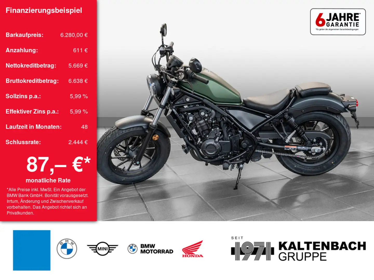 Honda CMX 500 Rebel LED SCHEINWERFER Grün - 1