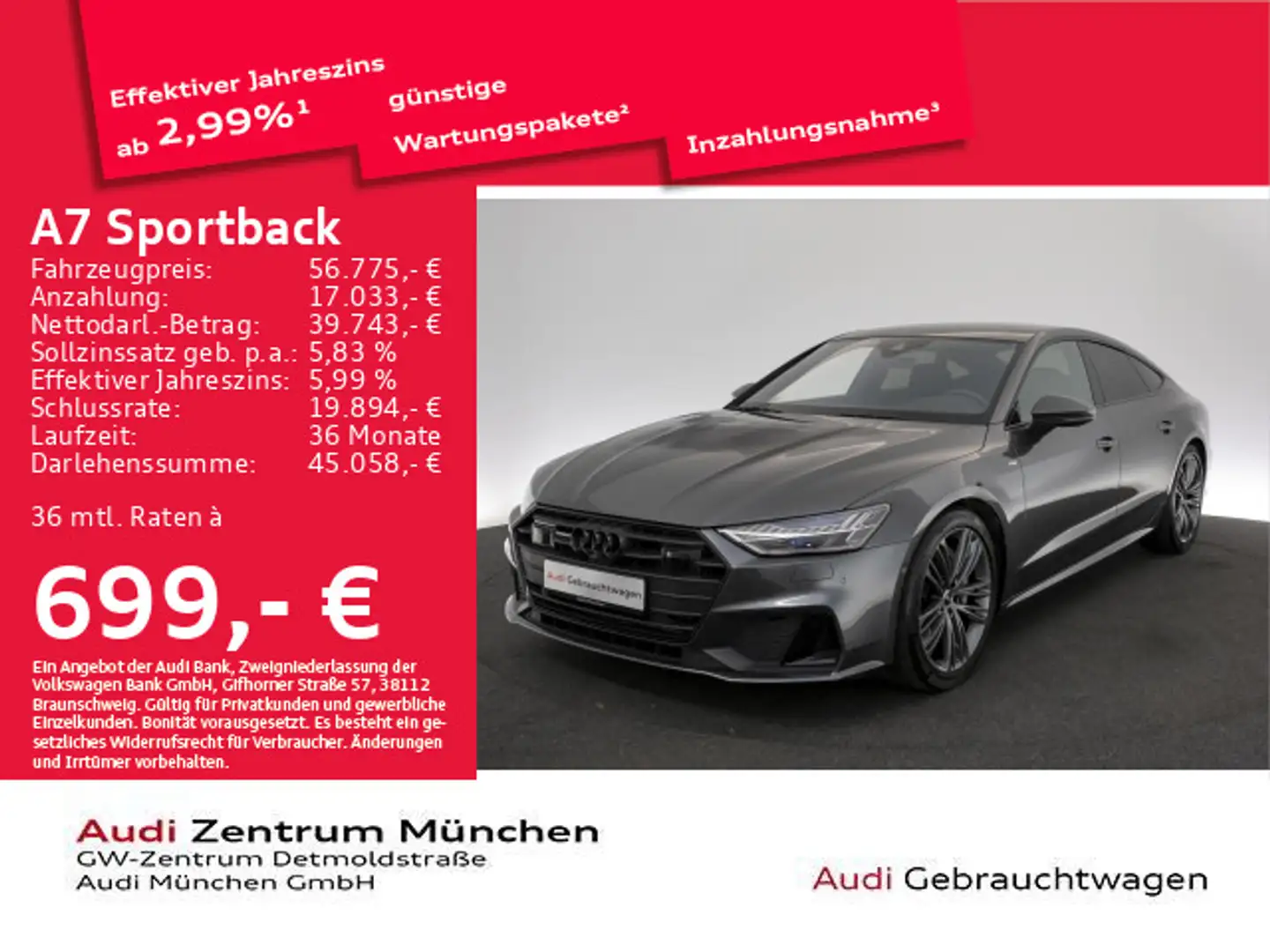 Audi A7 50 TFSI e qu. 2x S line Pano/Laser/ Grau - 1