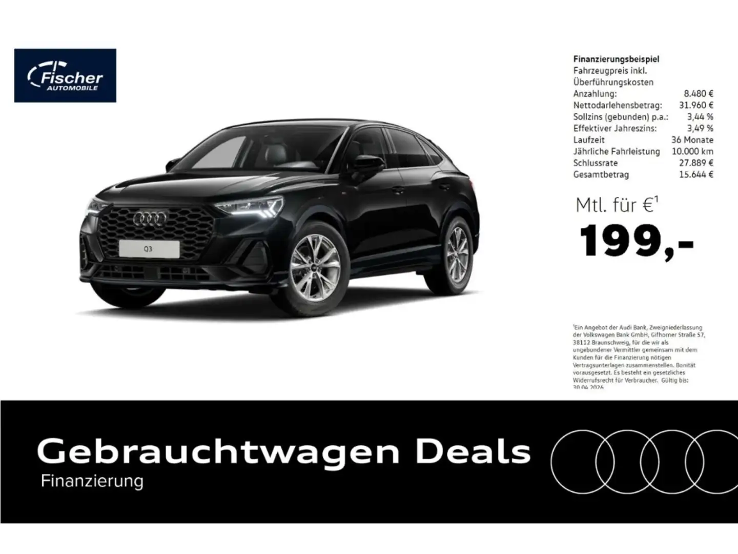 Audi Q3 Sportback 35 TFSI S line Schwarz - 1