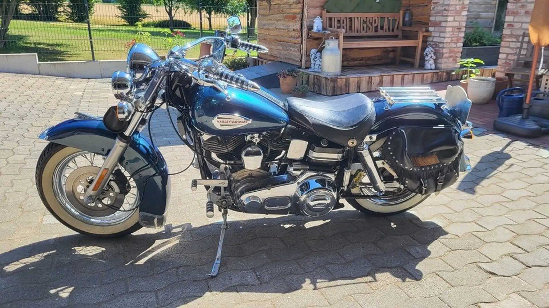 Harley-Davidson Early Shovel Bleu - 1