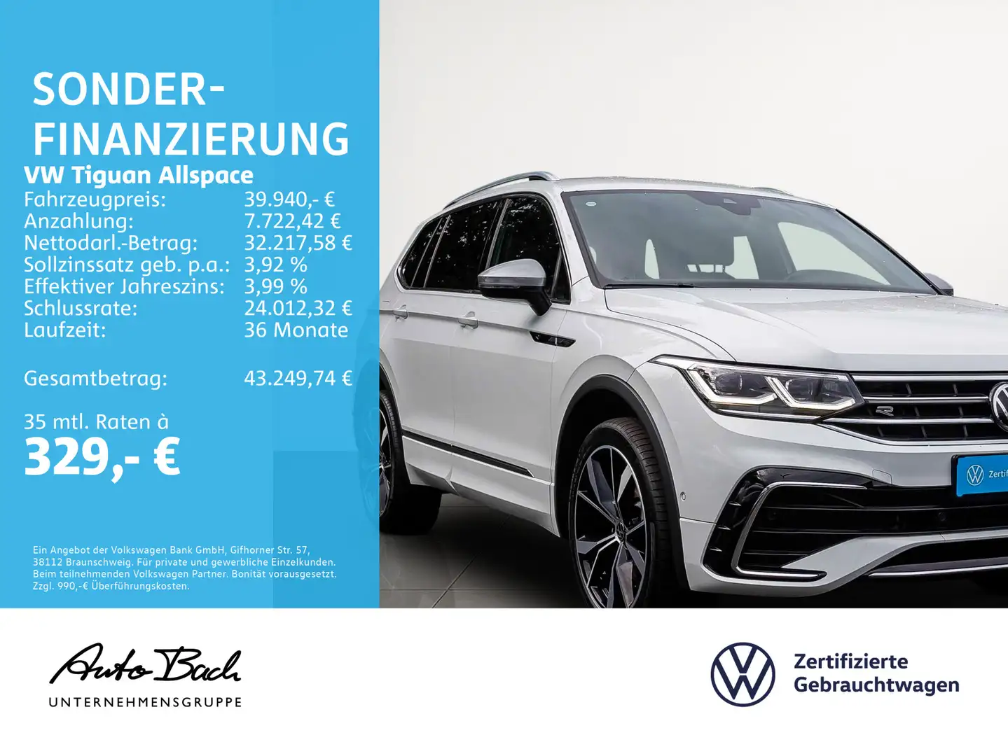 Volkswagen Tiguan Allspace 2.0 TDI DSG R-Line, Navi, LED-Ma Weiß - 2