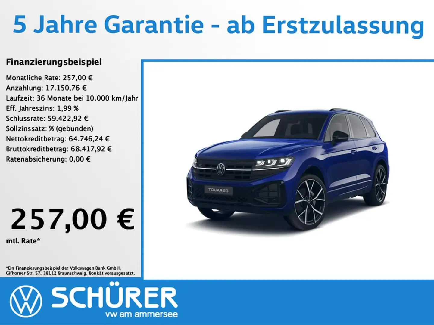 Volkswagen Touareg 3.0TDI R-Line Blackstyle 22" Pano Dynaudio StdH... Blau - 1