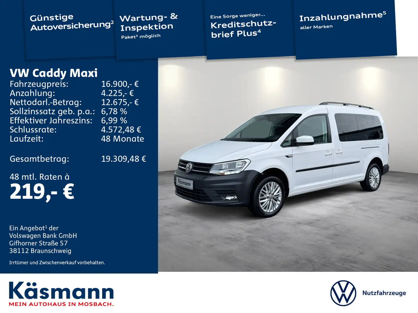 Volkswagen Caddy Trendline 1.4TGI 7-SITZE NAVI KAM Weiß - 1