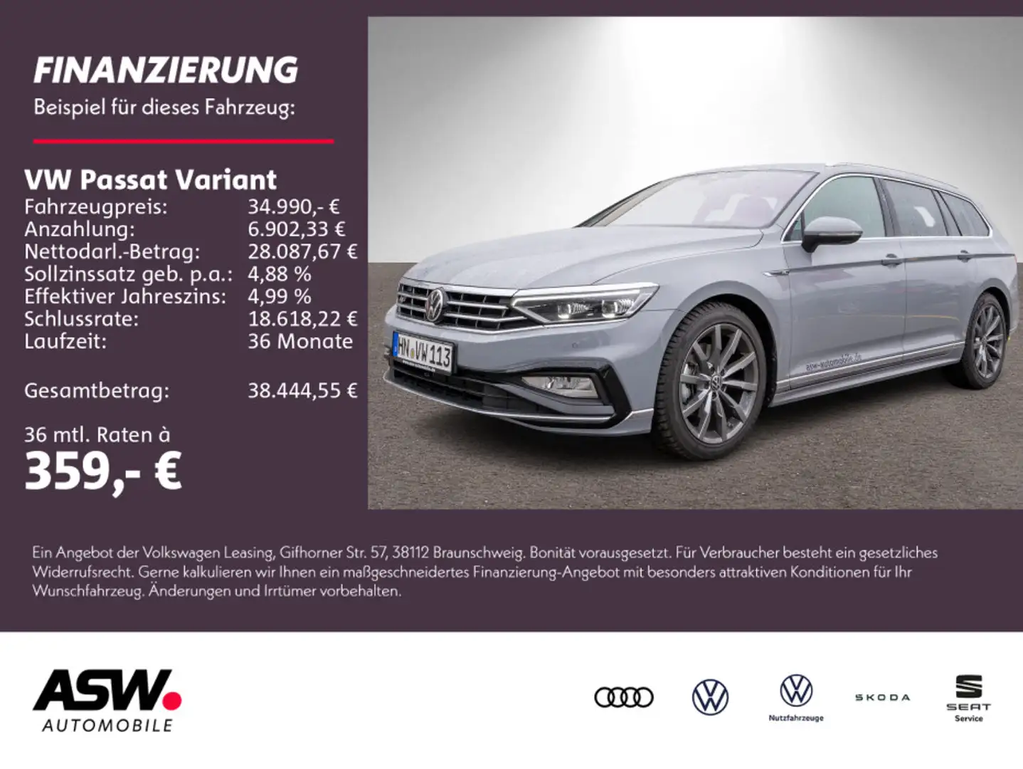 Volkswagen Passat Variant R-Line 2.0TDI DSG LED NAVI AHK VC Grau - 1