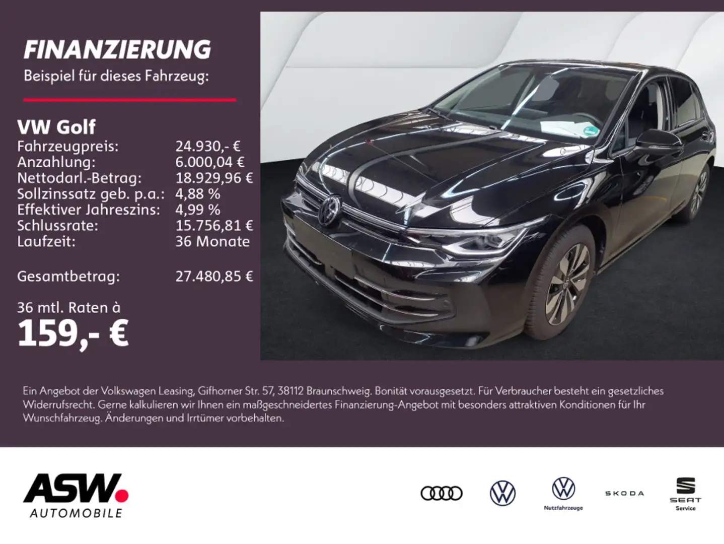 Volkswagen Golf Goal 1.5TSI 6-Gang LED Navi PDC ACC SHZ AHK Schwarz - 1