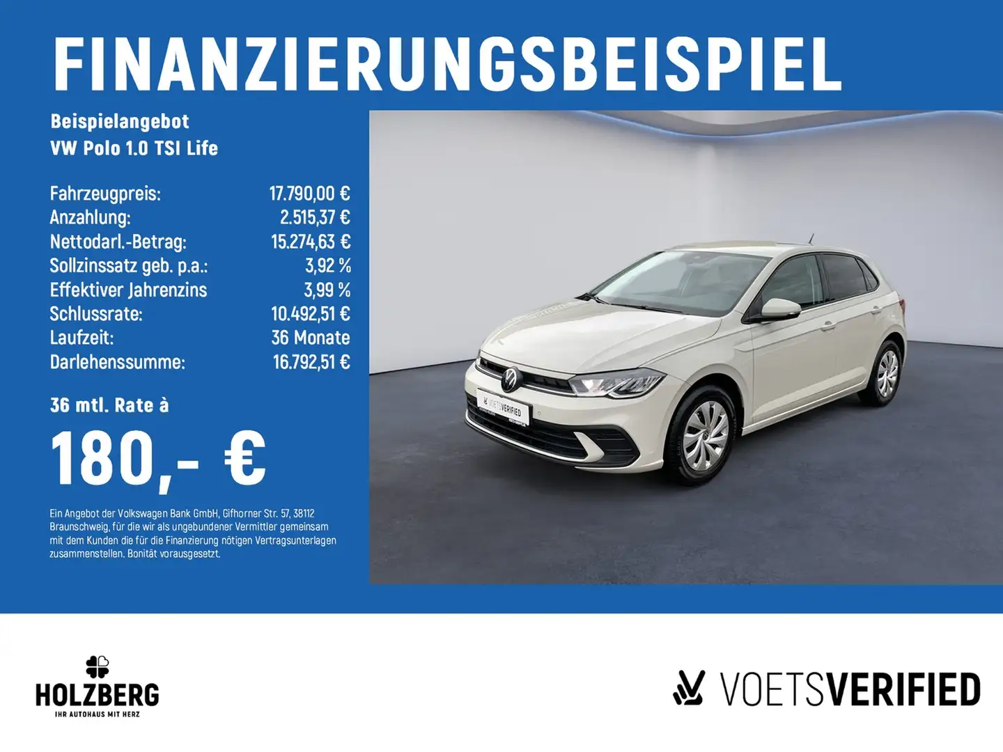 Volkswagen Polo 1.0 TSI Life LED+SZH+NAVI Grau - 2