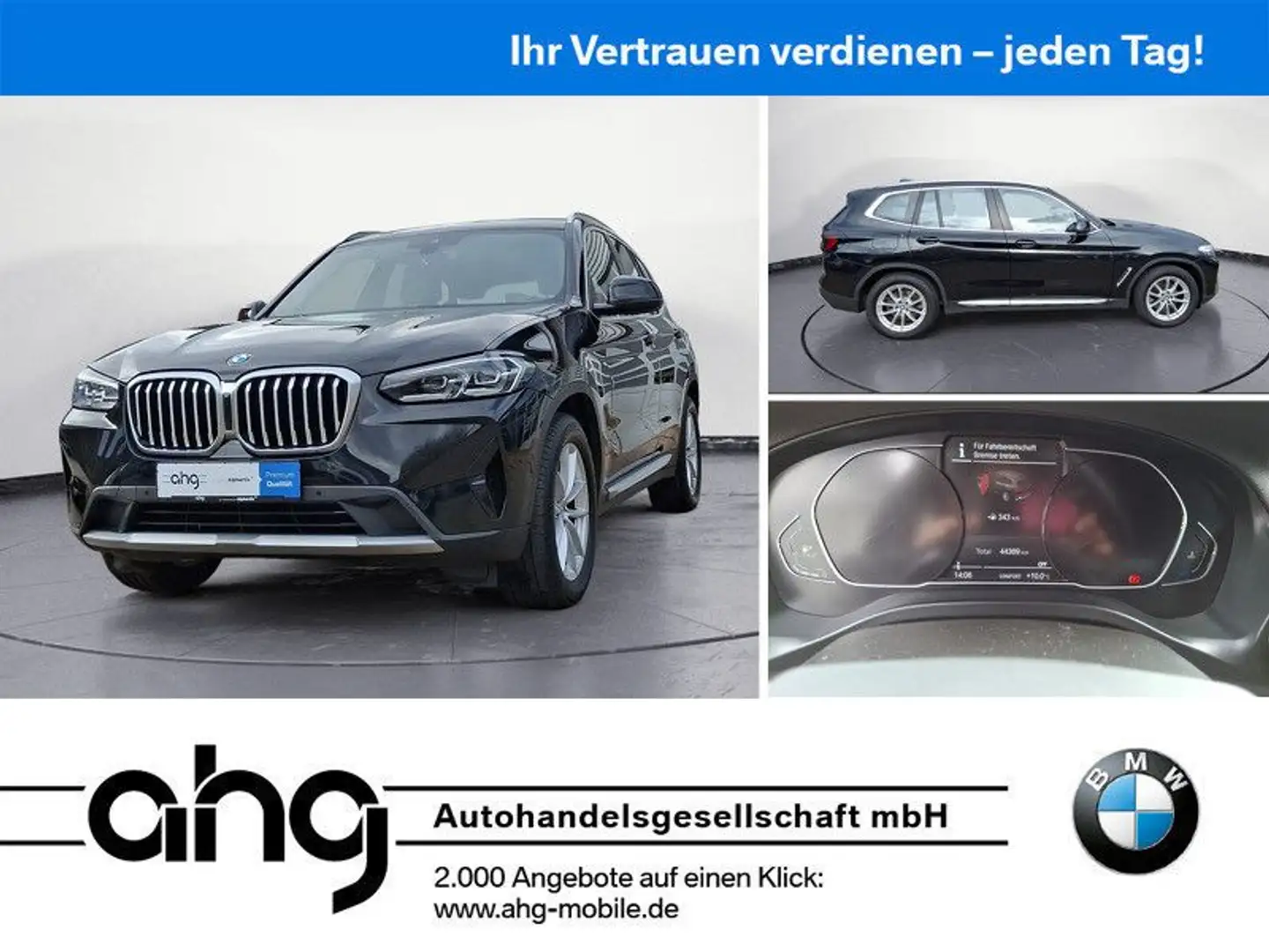 BMW X3 xDrive20d AT Navi Bluetooth PDC MP3 Schn. Kur Schwarz - 1