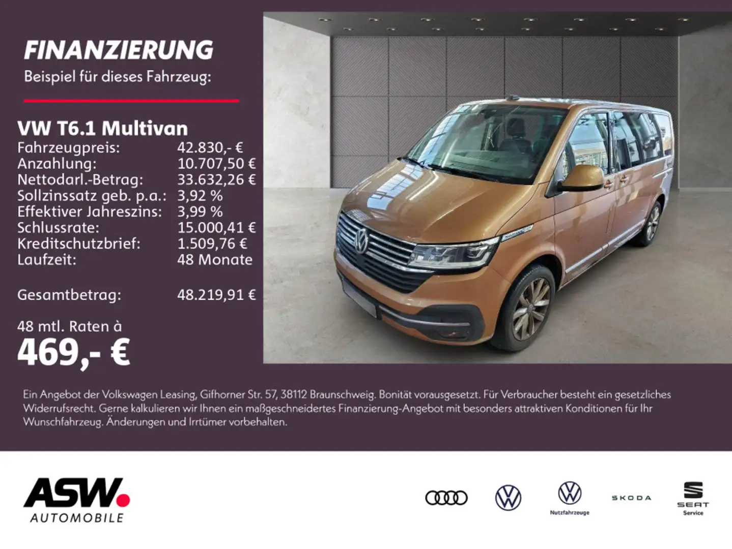 Volkswagen T6.1 Multivan Gen. Six 2.0TDI DSG LED Stdhzg AHK Braun - 1