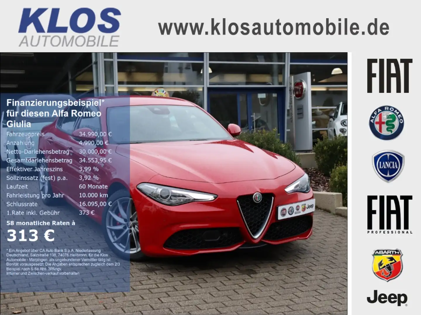 Alfa Romeo Giulia TI 2.0 TURBO 16V 280 PS AT8 Q4 NAVI ASSISTENZ Rojo - 1