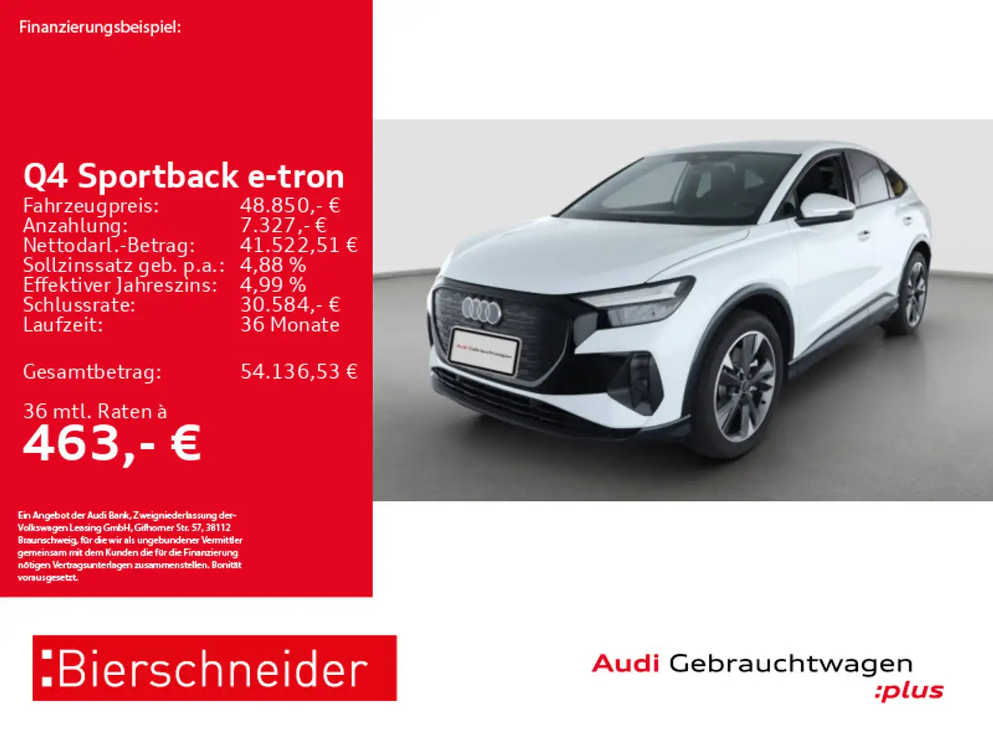 Audi Q4 e-tron Q4 Sportback 45 e-tron advanced AHK NAVI PDC SHZ Weiß - 1