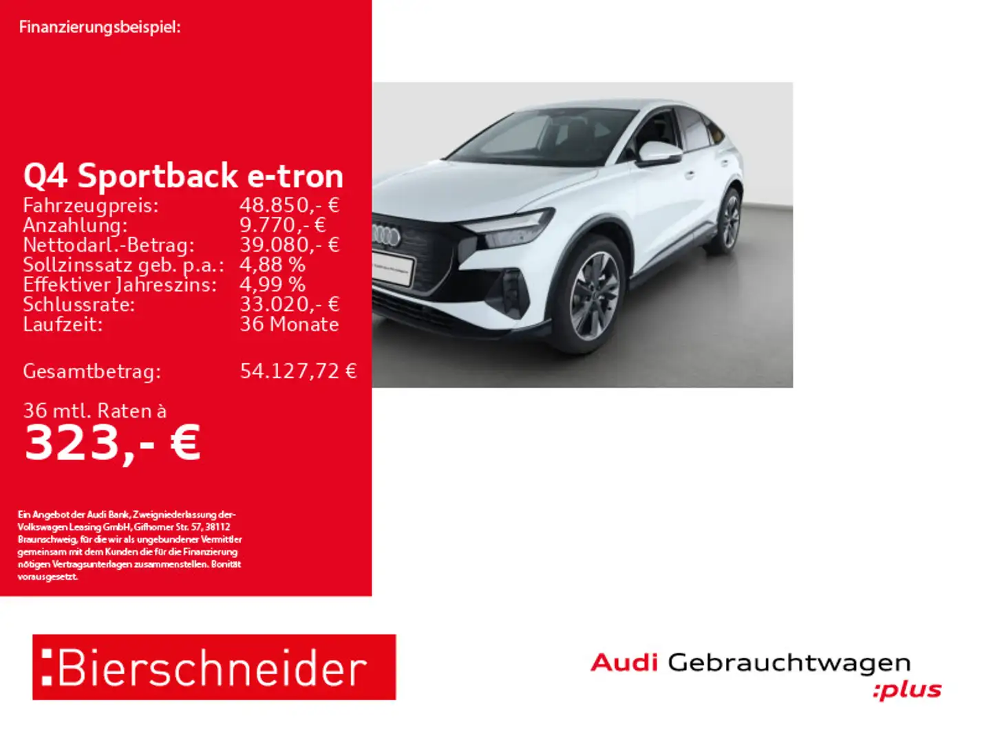 Audi Q4 e-tron Q4 Sportback 45 e-tron advanced AHK NAVI PDC SHZ Weiß - 1