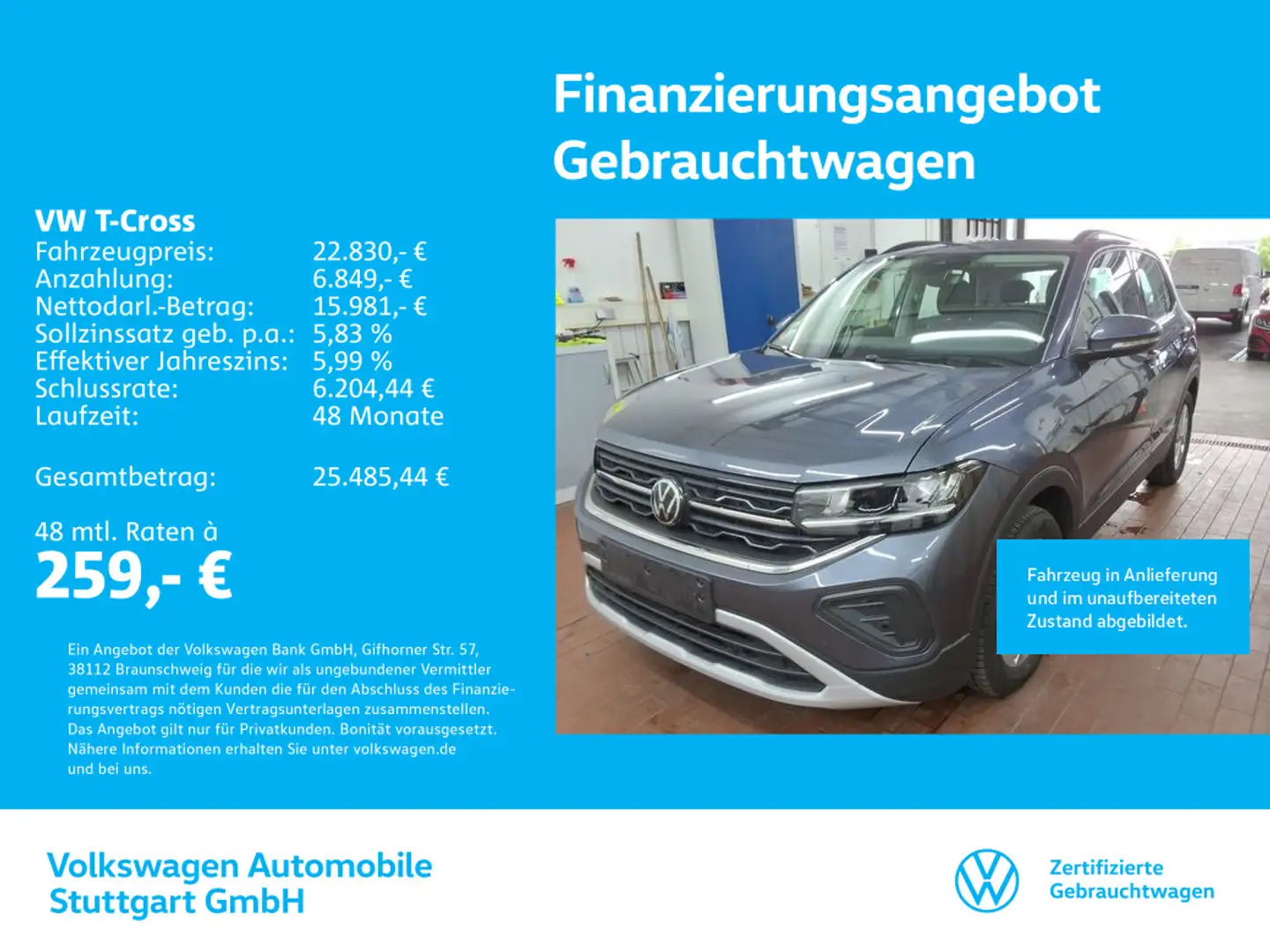 Volkswagen T-Cross Life 1.0 TSI Navi Tempomat Grau - 1