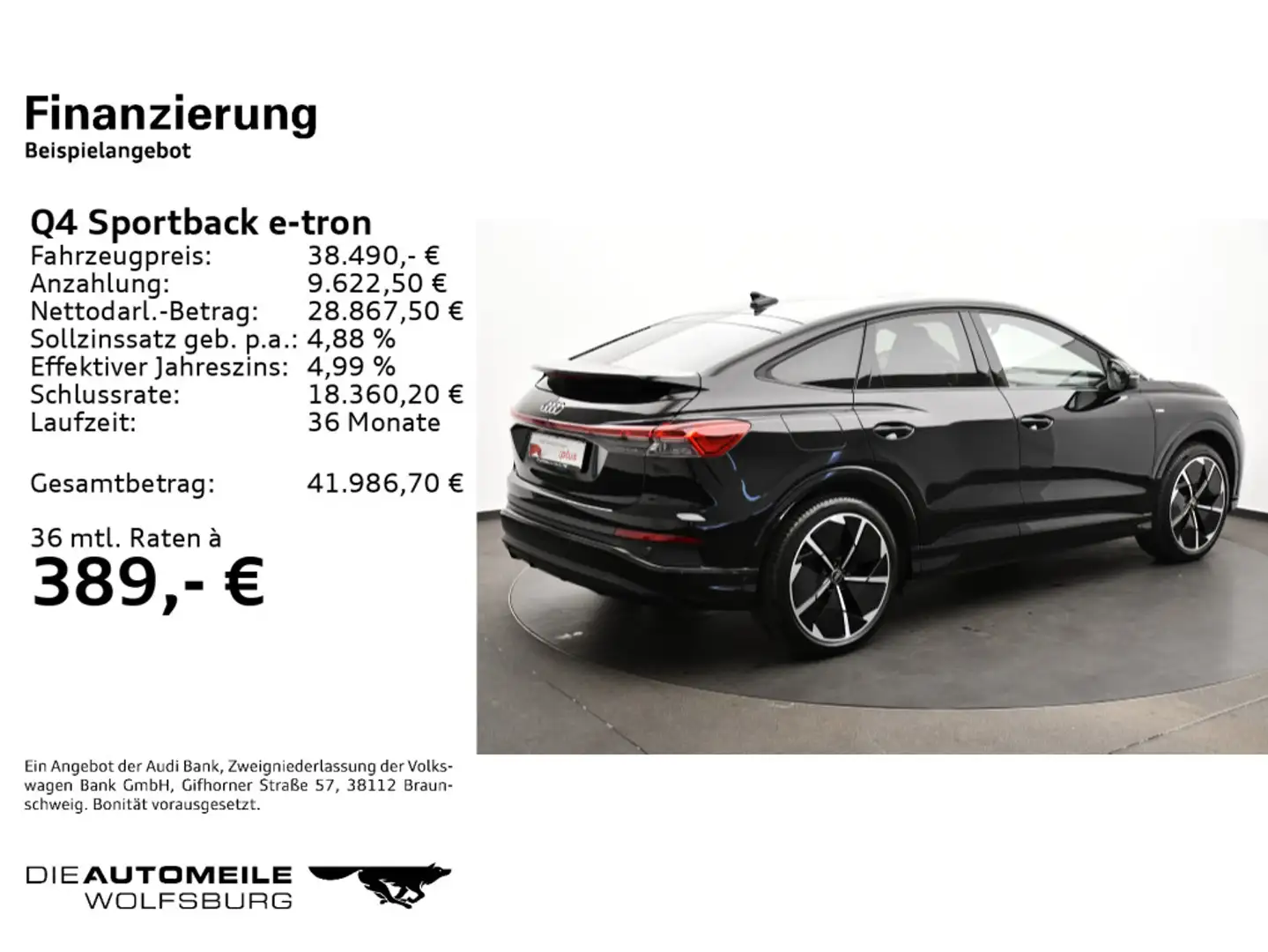 Audi Q4 e-tron Q4 Sportback 40 e-tron Pano/Rückkam/Multilenk Schwarz - 2