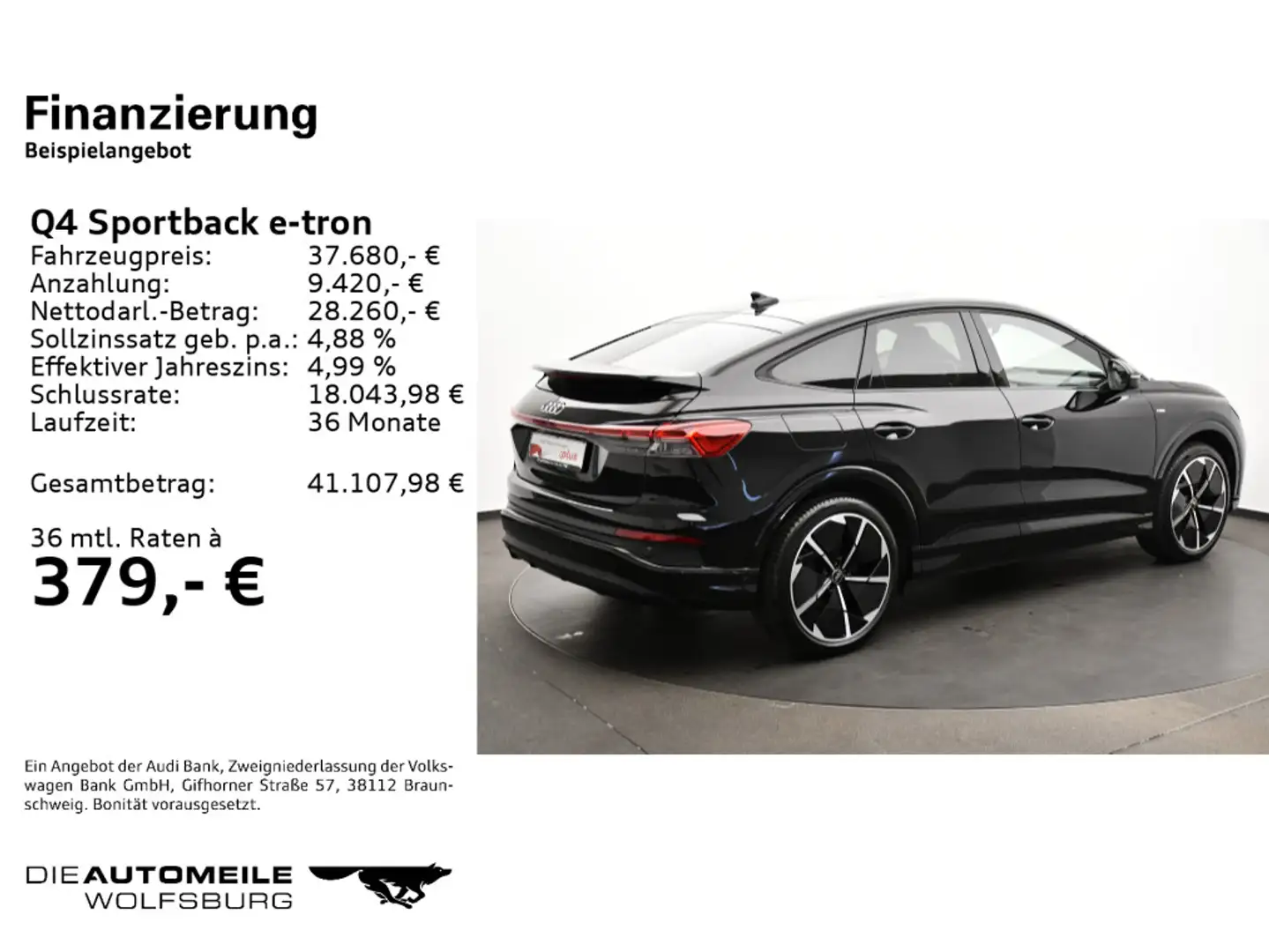 Audi Q4 e-tron Q4 Sportback 40 e-tron Pano/Rückkam/Multilenk Schwarz - 2