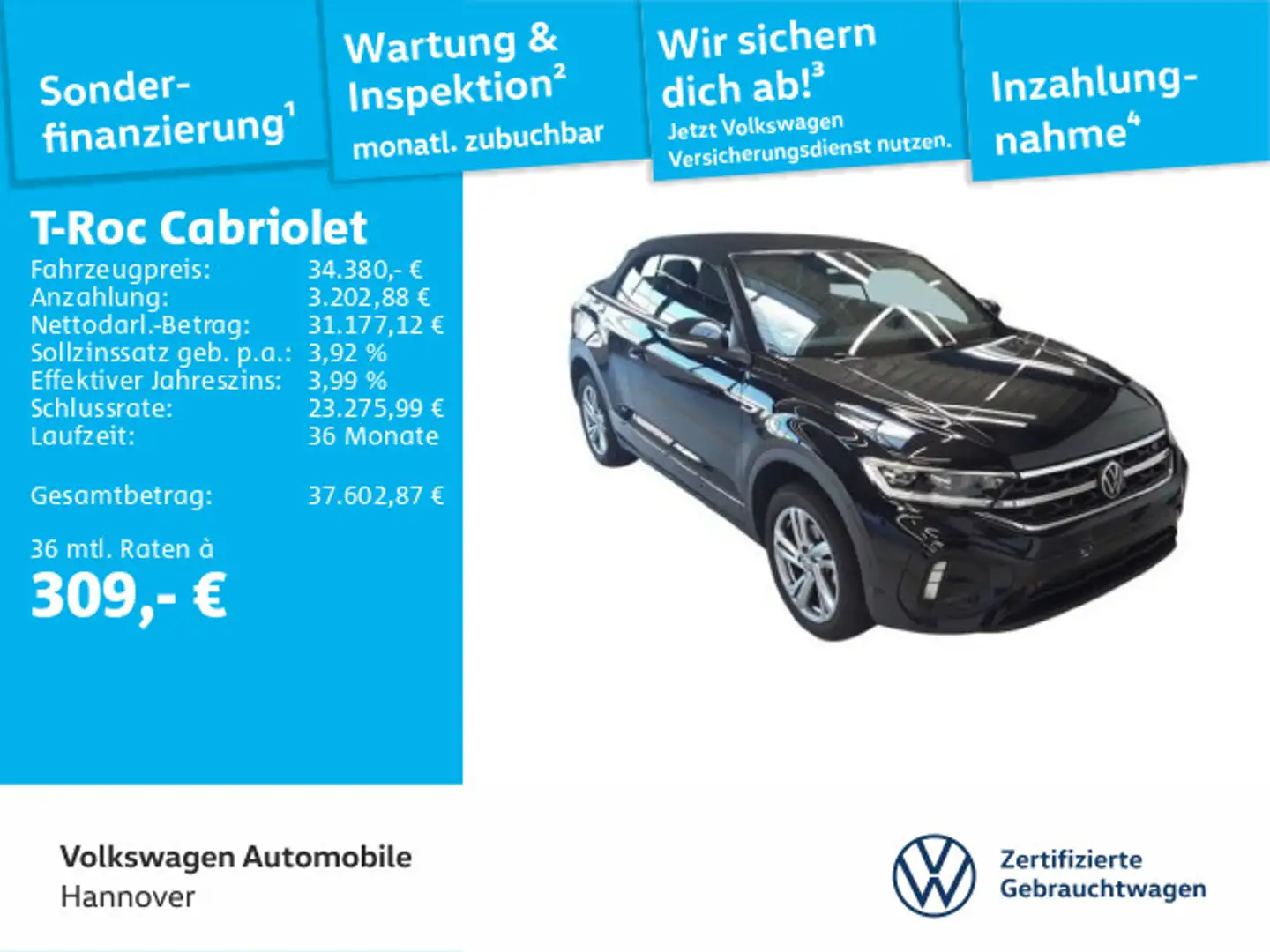 Volkswagen T-Roc 1.5 TSI DSG R-Line Navi STHZG Ka Schwarz - 1