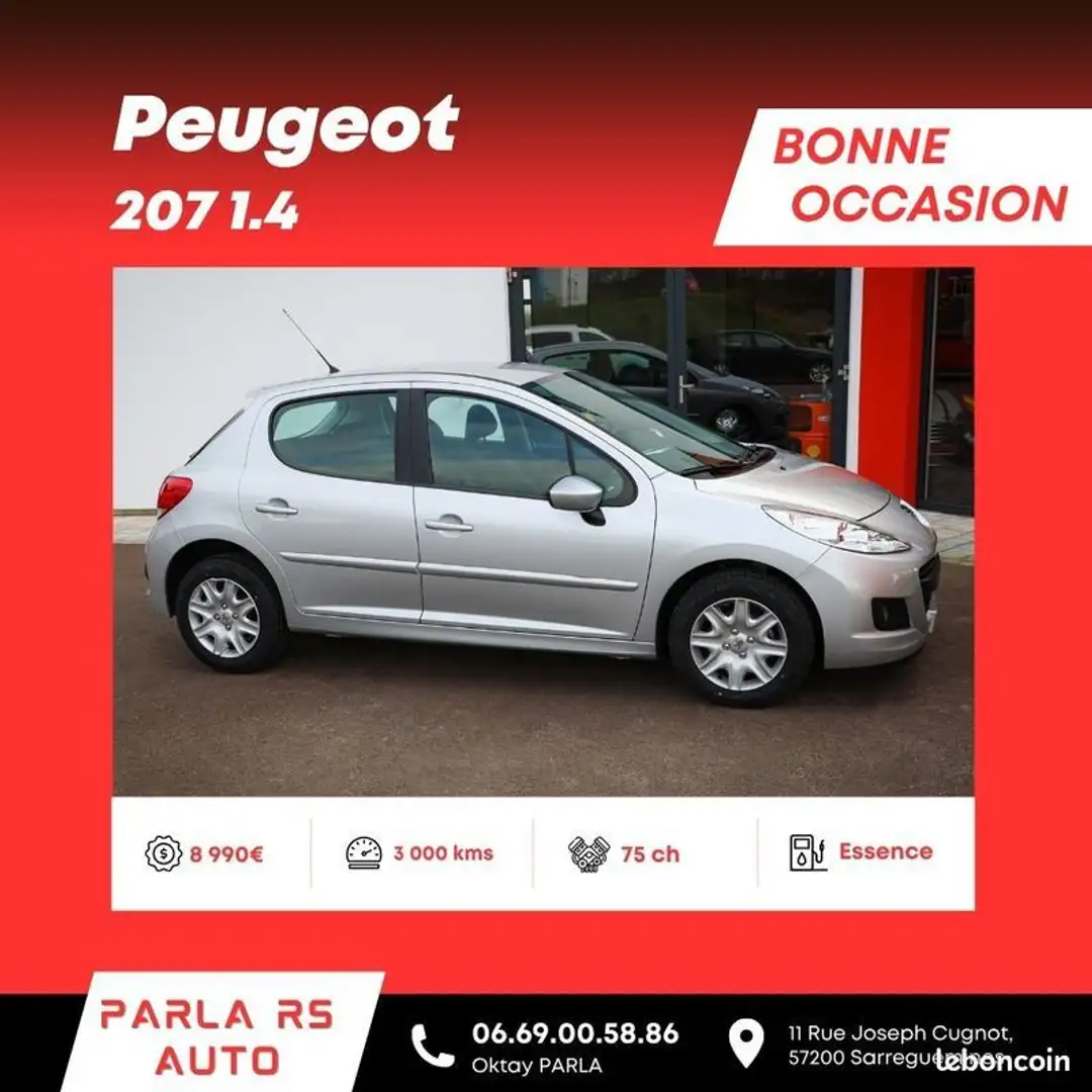 Peugeot 207 1.4e 75ch 1ère main Boîte manuelle 5 vitesses Gris - 1