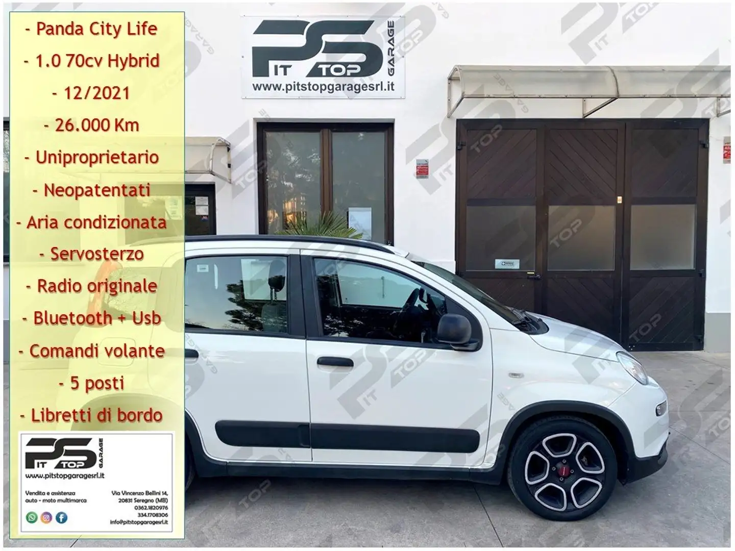 Fiat Panda Panda 1.0 hybrid City Life 70cv - Unipro - Neopat Bianco - 1