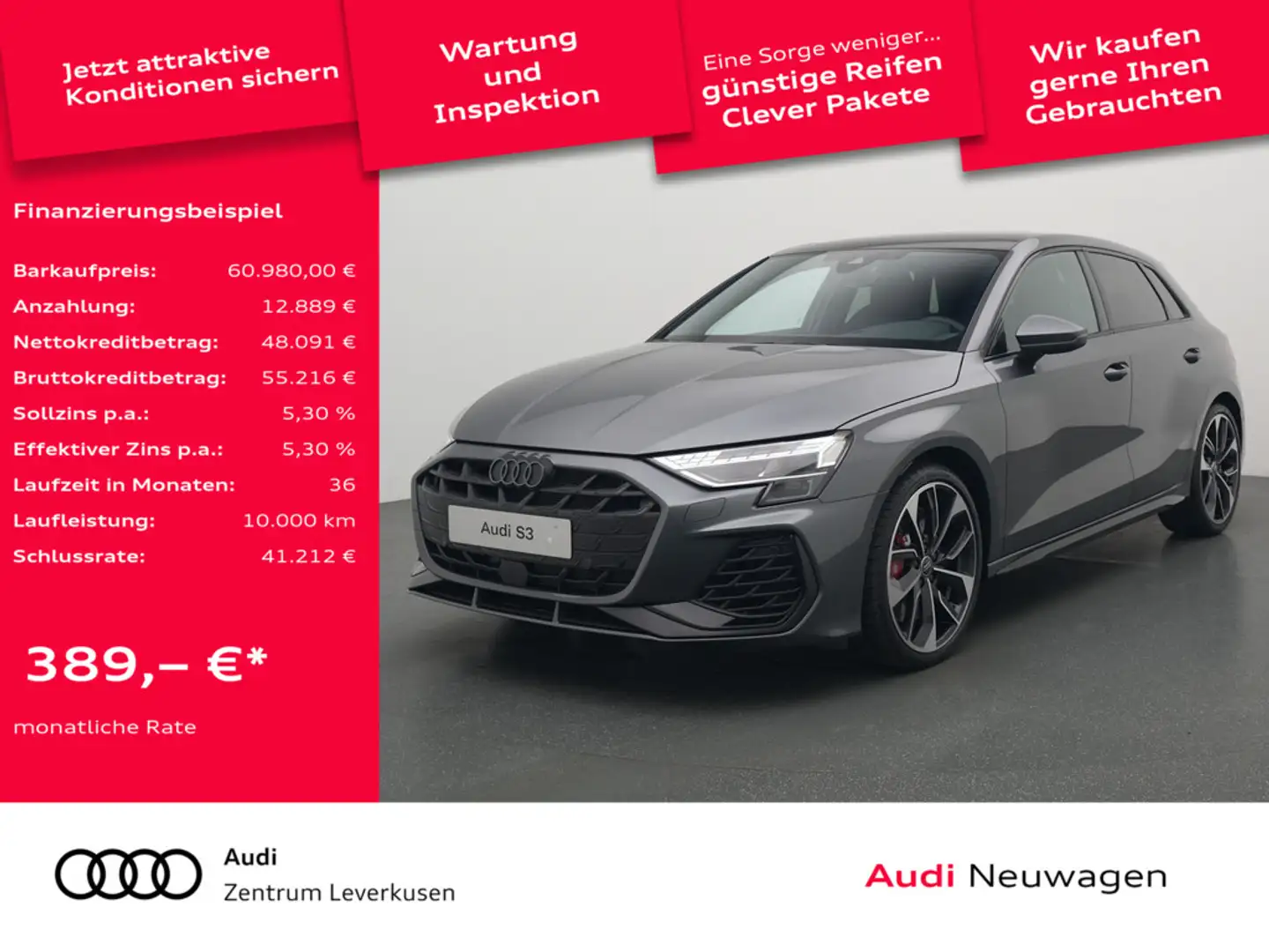 Audi S3 Sportback quattro MATRIX SONOS HUD AHK PAN Gris - 1