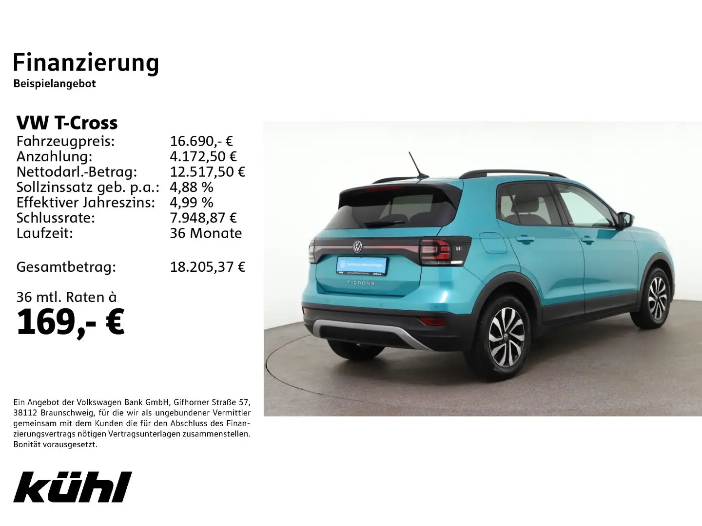 Volkswagen T-Cross 1.0 TSI Active ACC/Navi/LightAssist/App Blau - 2