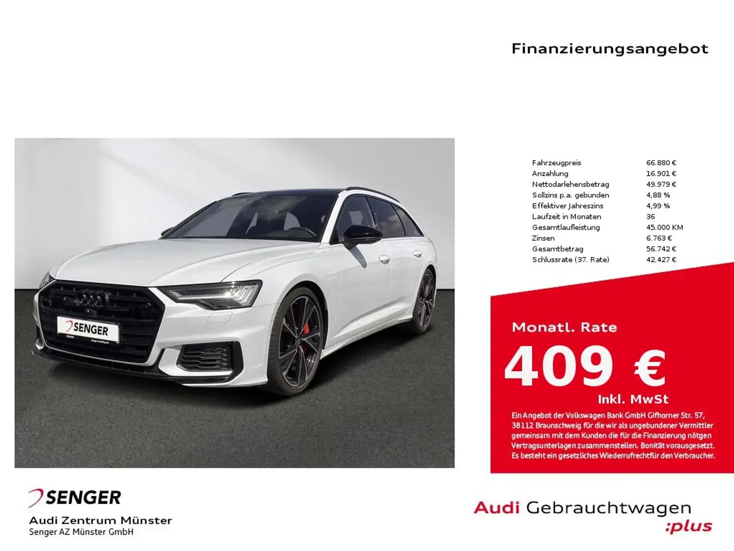 Audi S6 Avant 3.0 TDI quattro Matrix Pano B&O AHK Weiß - 1