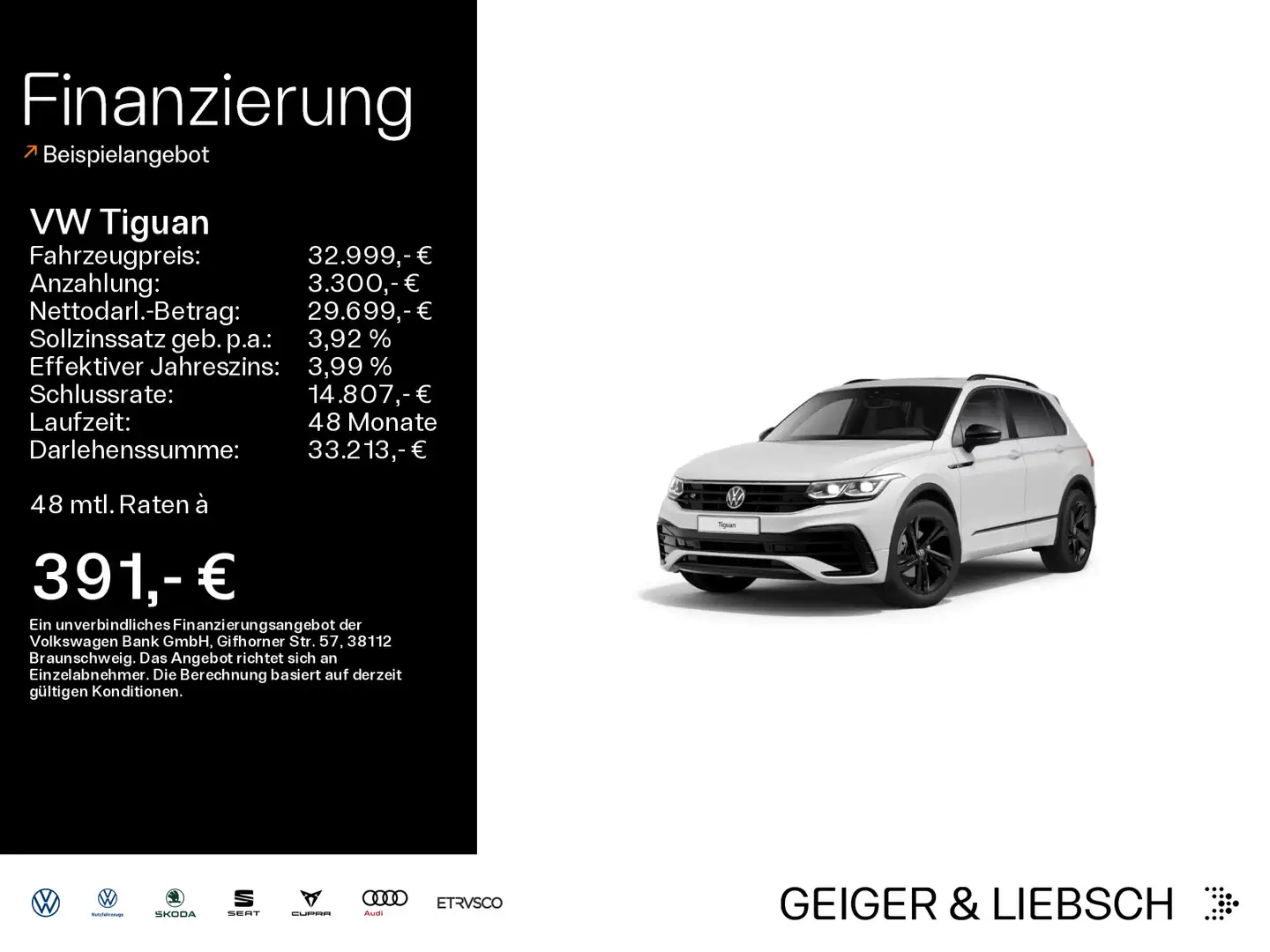 Volkswagen Tiguan 1.5 TSI DSG R-LINE*BLACK-STYLE*PANO*KAMER Weiß - 1