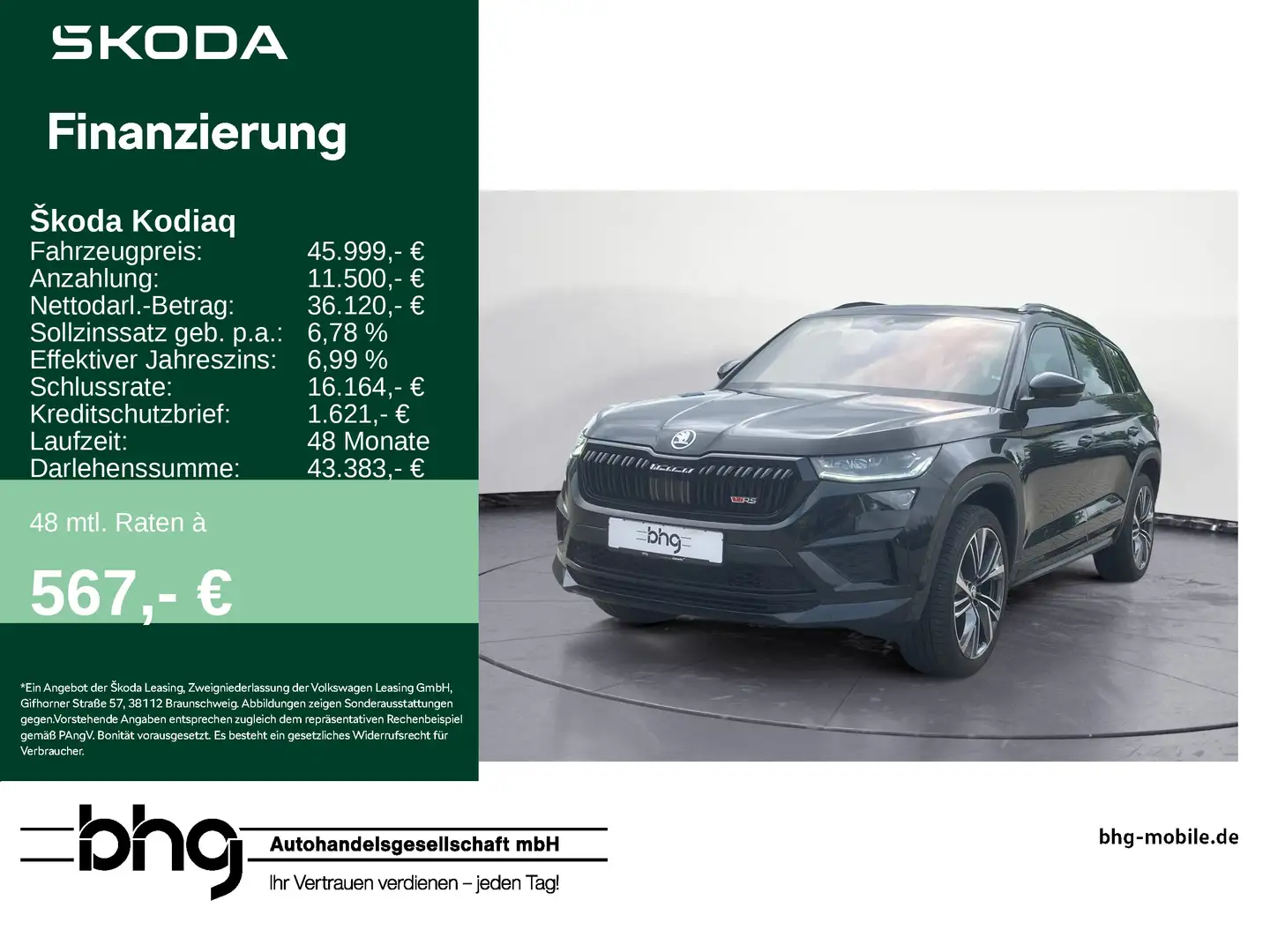 Skoda Kodiaq 2.0 TSI DSG RS 4x4 Schwarz - 1