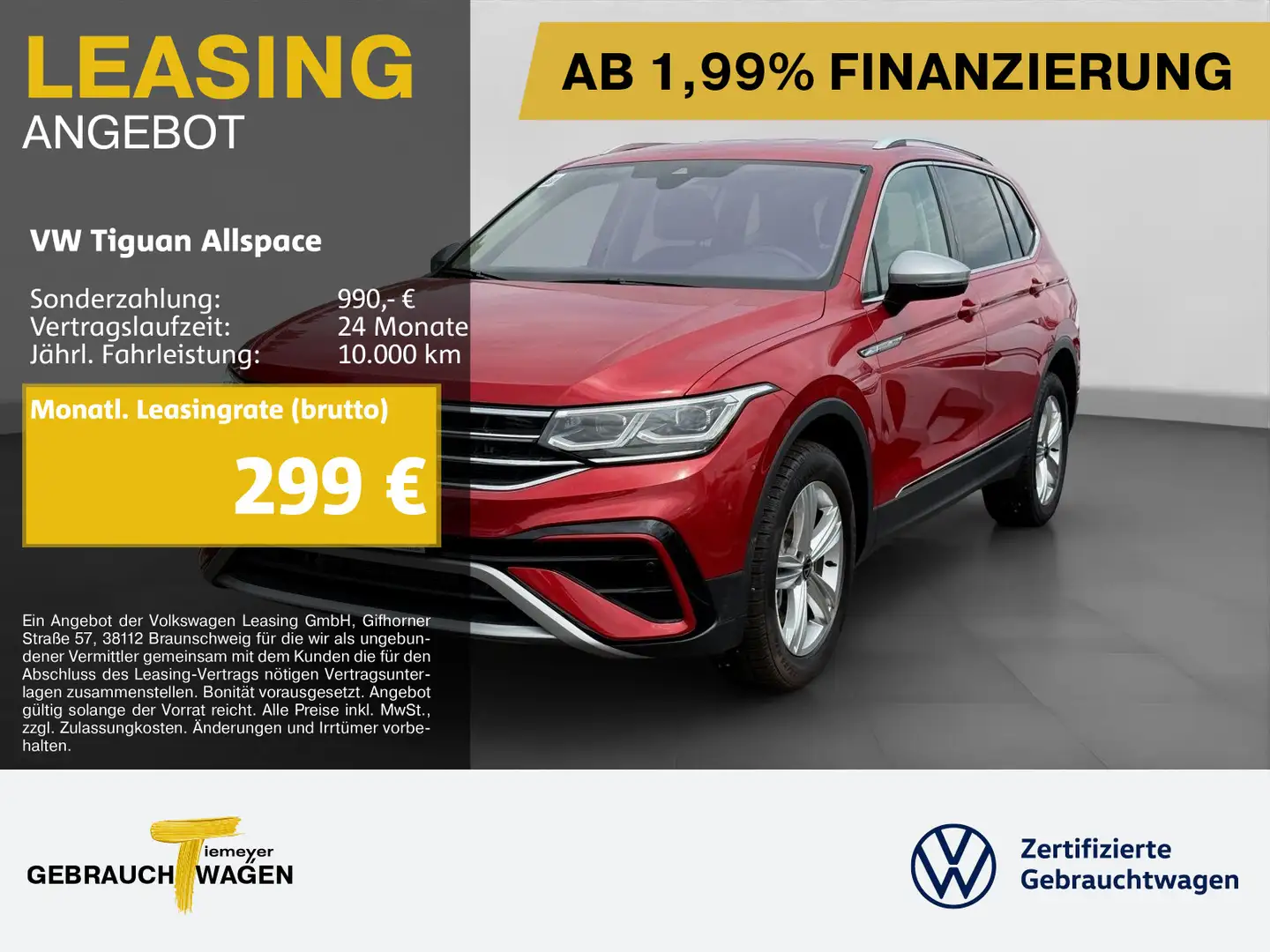 Volkswagen Tiguan Allspace 2.0 TDI DSG 4M ELEGANCE 7S AHK Rot - 1