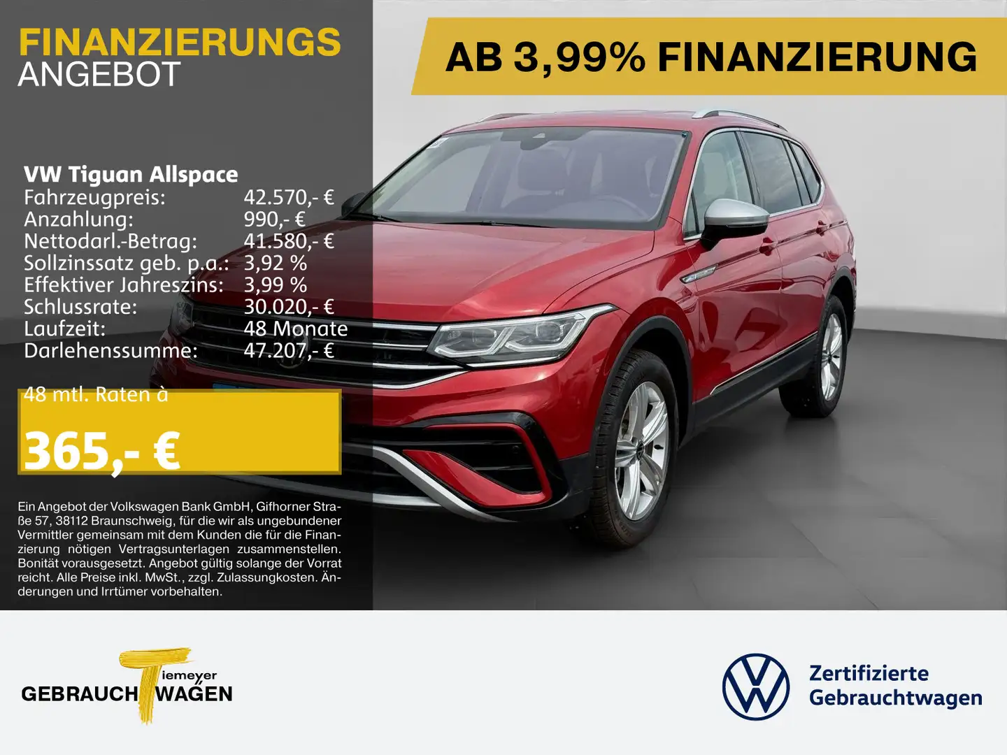 Volkswagen Tiguan Allspace 2.0 TDI DSG 4M ELEGANCE 7S AHK Rot - 1