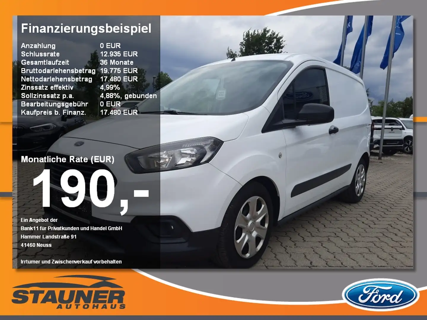Ford Transit Courier 1.5 TDCi Trend Klima Weiß - 1