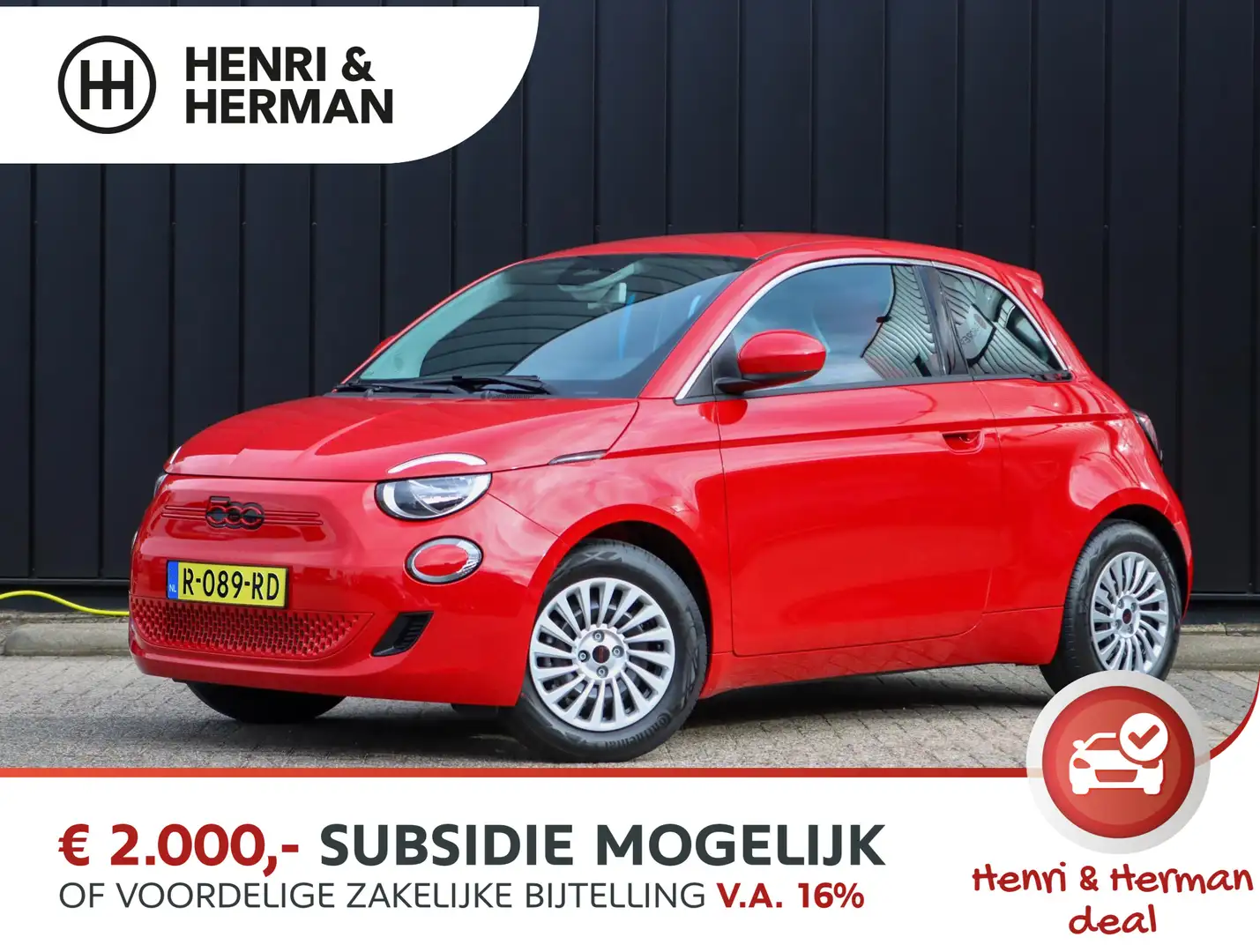 Fiat 500e RED 42 kWh 3-fase (RIJKLAAR!!/Direct rijden/Climat Rood - 1