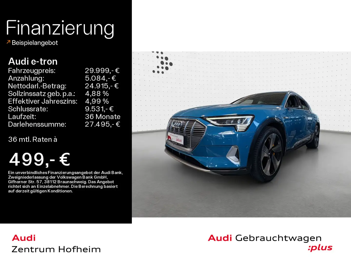 Audi e-tron 55 qu Advanced*B&O*Pano*Matrix*Virtual*Na Modrá - 1