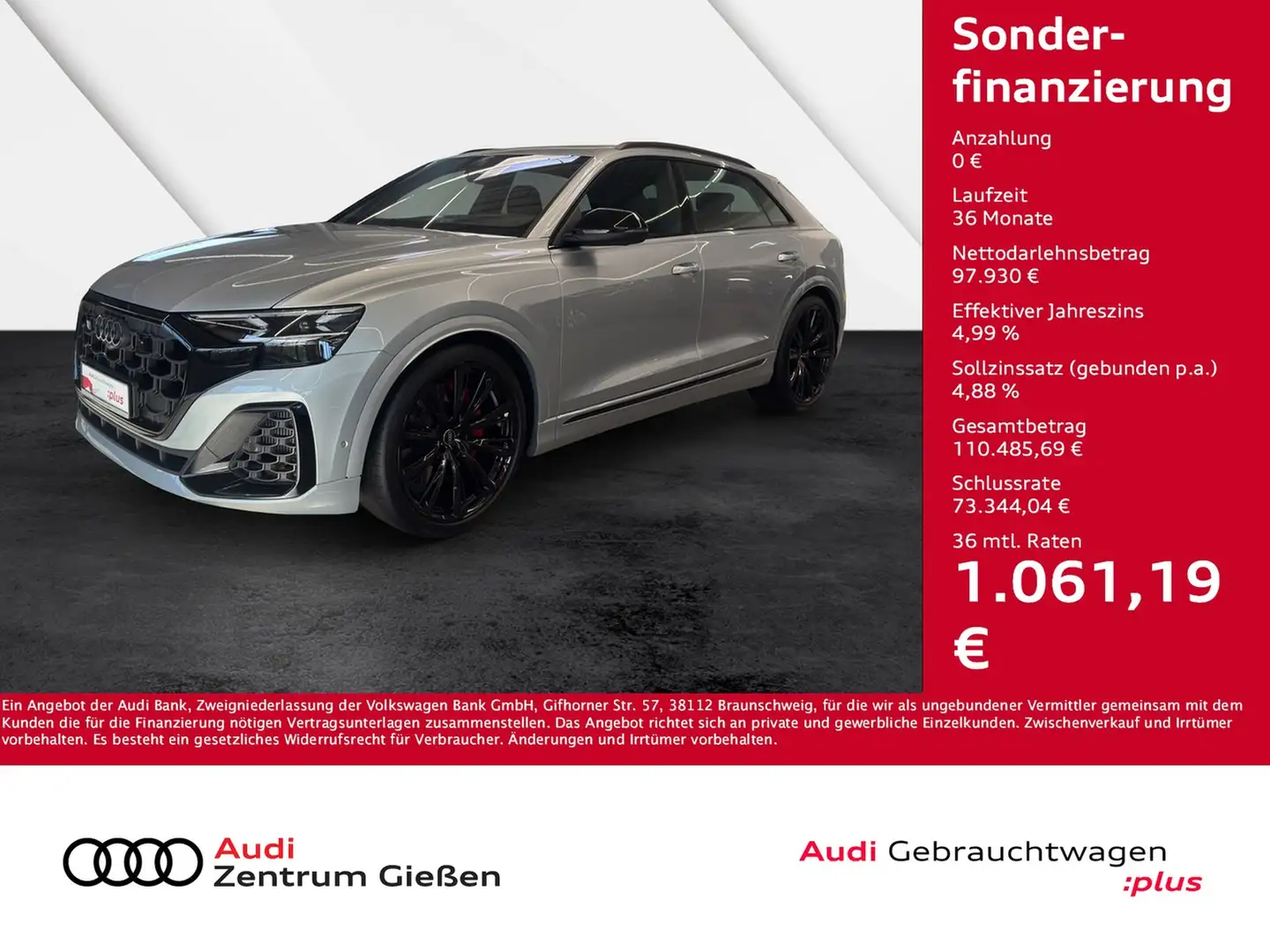 Audi SQ8 4.0 TFSI quattro Carbon B&O AHK HuD PANO Srebrny - 1