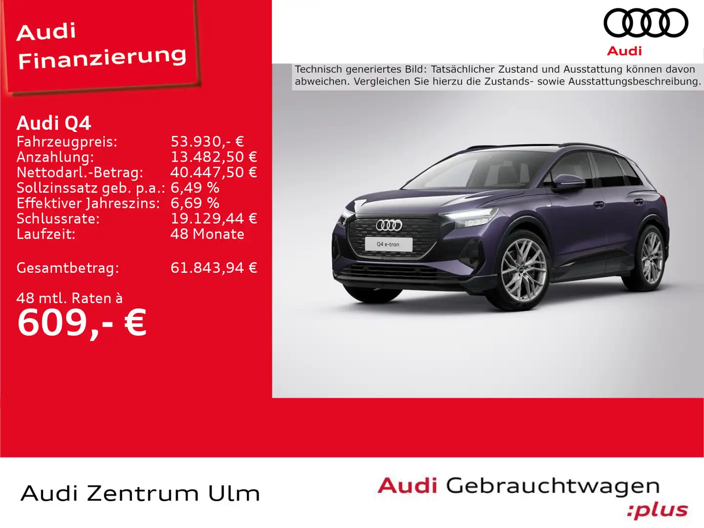 Audi Q4 e-tron 45e-tron S-Line 21 AHK HuD NAVI PANO RFK WÄPU Violett - 1