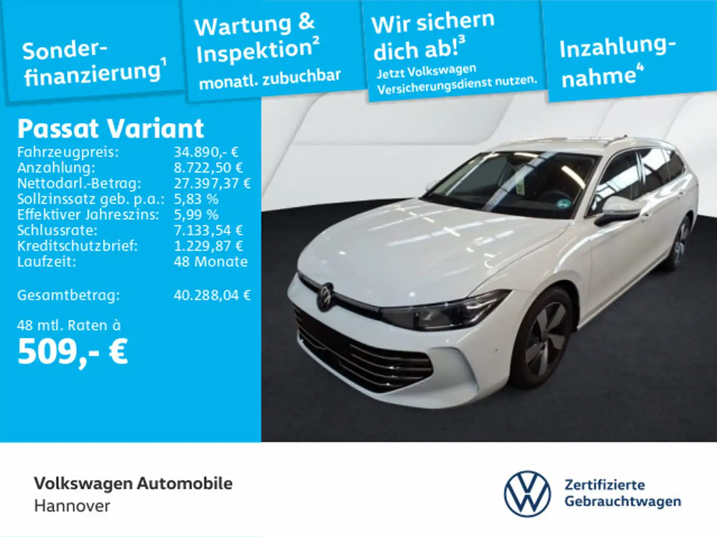 Volkswagen Passat Variant 2.0 TDI DSG Elegance Navi AHK Kam Weiß - 1