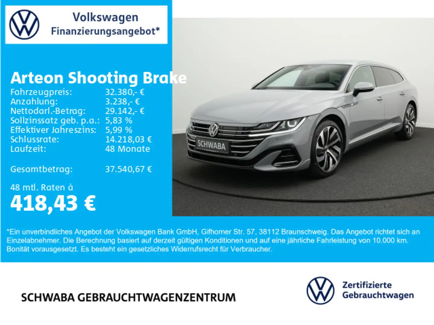 Volkswagen Arteon R-Line 1.4 TSIe DSG*AHK*19 Grau - 1