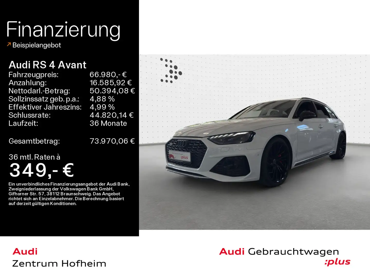 Audi RS4 *EUPE 125.126*280 km/h*Keramik*HUD*B&O Weiß - 1