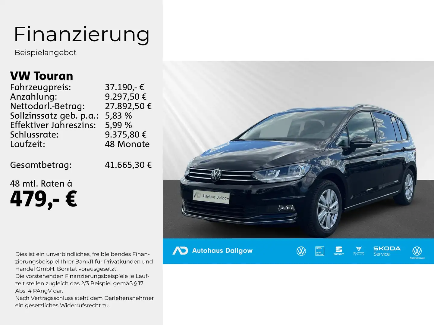 Volkswagen Touran Comfortline Goal 1,5l TSi150PS*DSG+Nav+RF Schwarz - 2