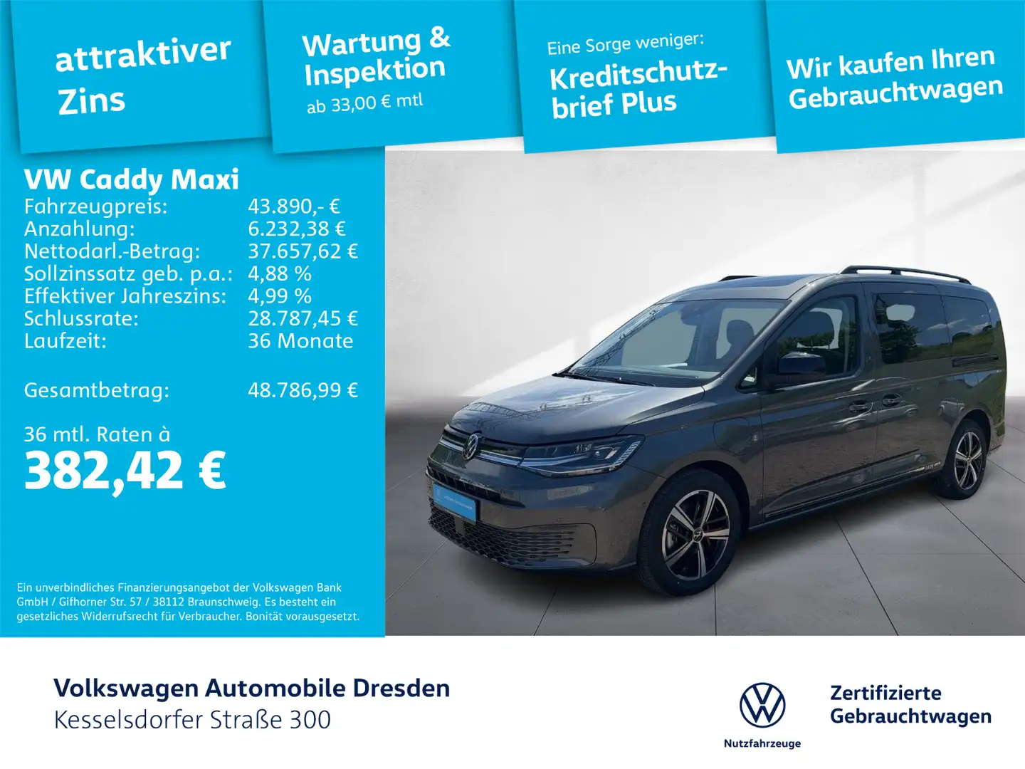 Volkswagen Caddy Life 1.5 eHybrid OPF 6-Gang-DSG Grau - 1