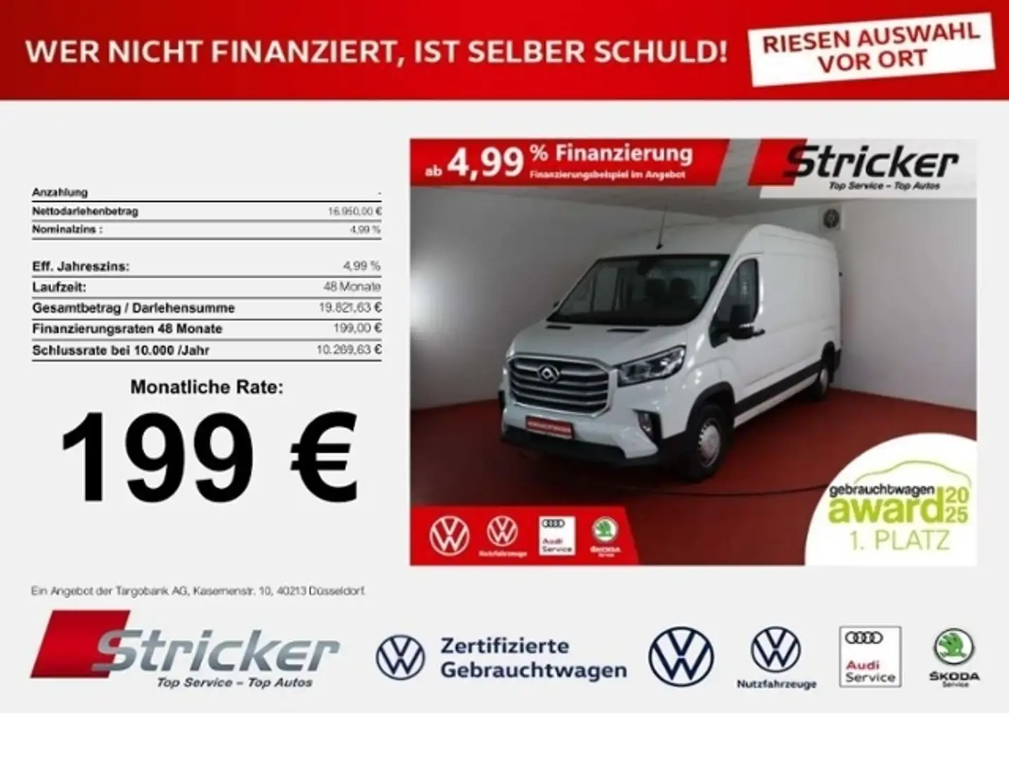 Maxus Deliver 9 2.0 Diesel 199,-ohne Anzahlung Radio Rückfahrkame Weiß - 1
