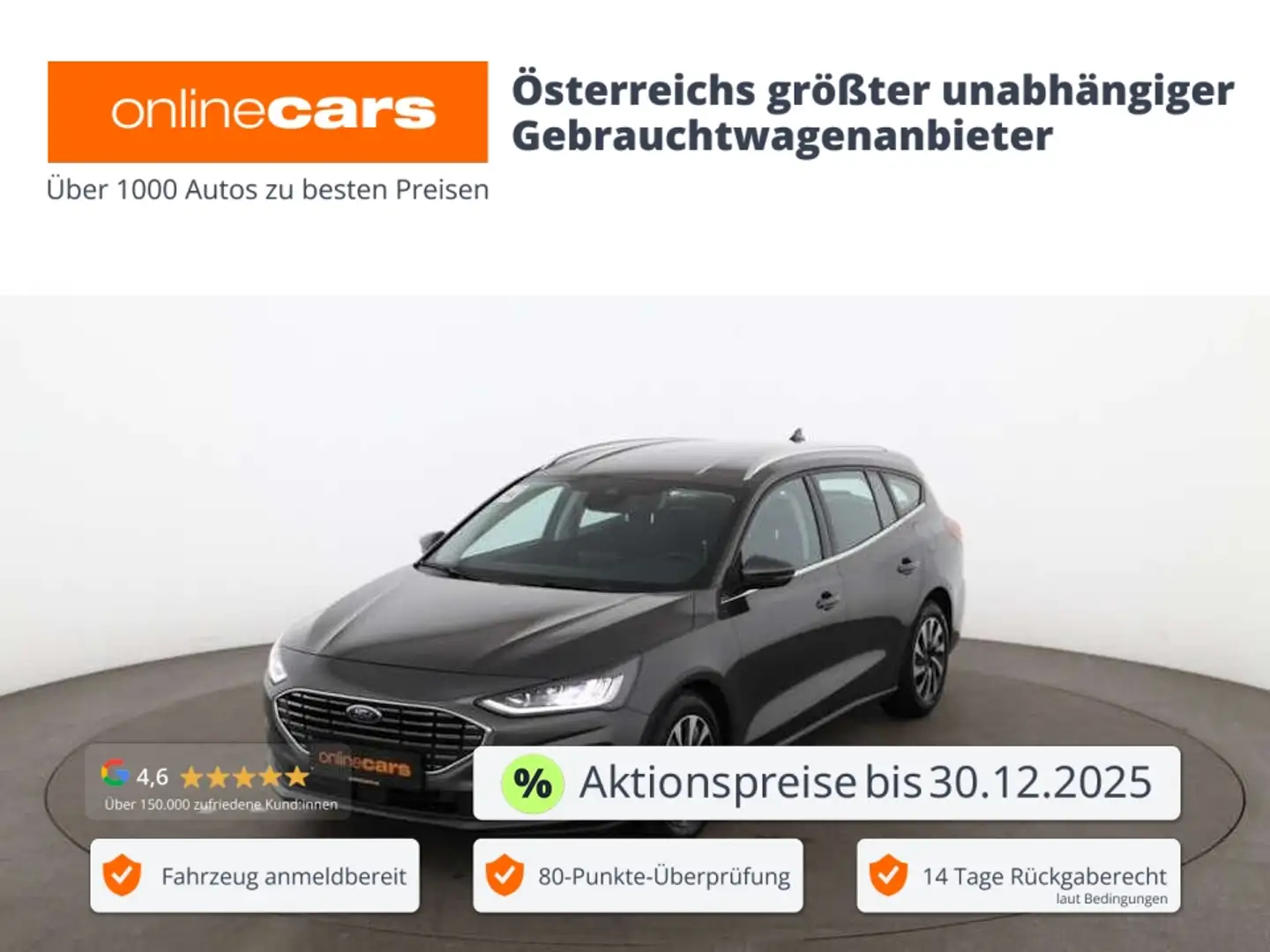 Ford Focus Turnier 1.5 EcoBlue Titanium Aut LED NAVI Grau - 1