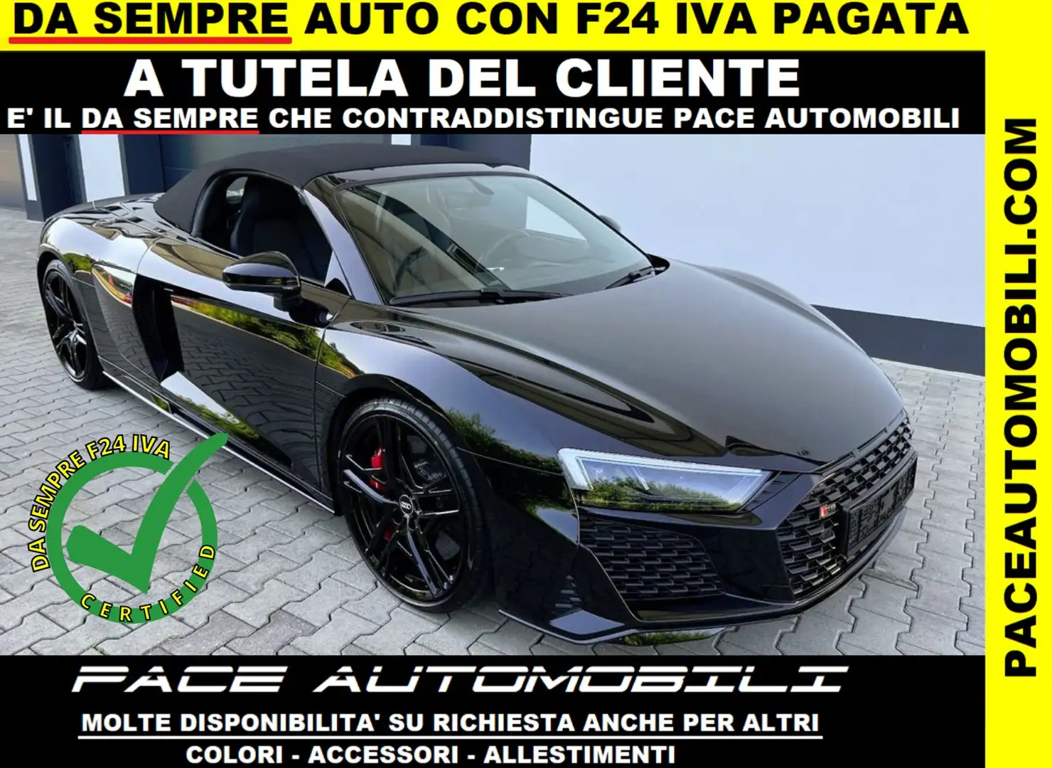 Audi R8 SPYDER LED B&O PERFORMANCE PELLE BLACK PACK PDC Noir - 1