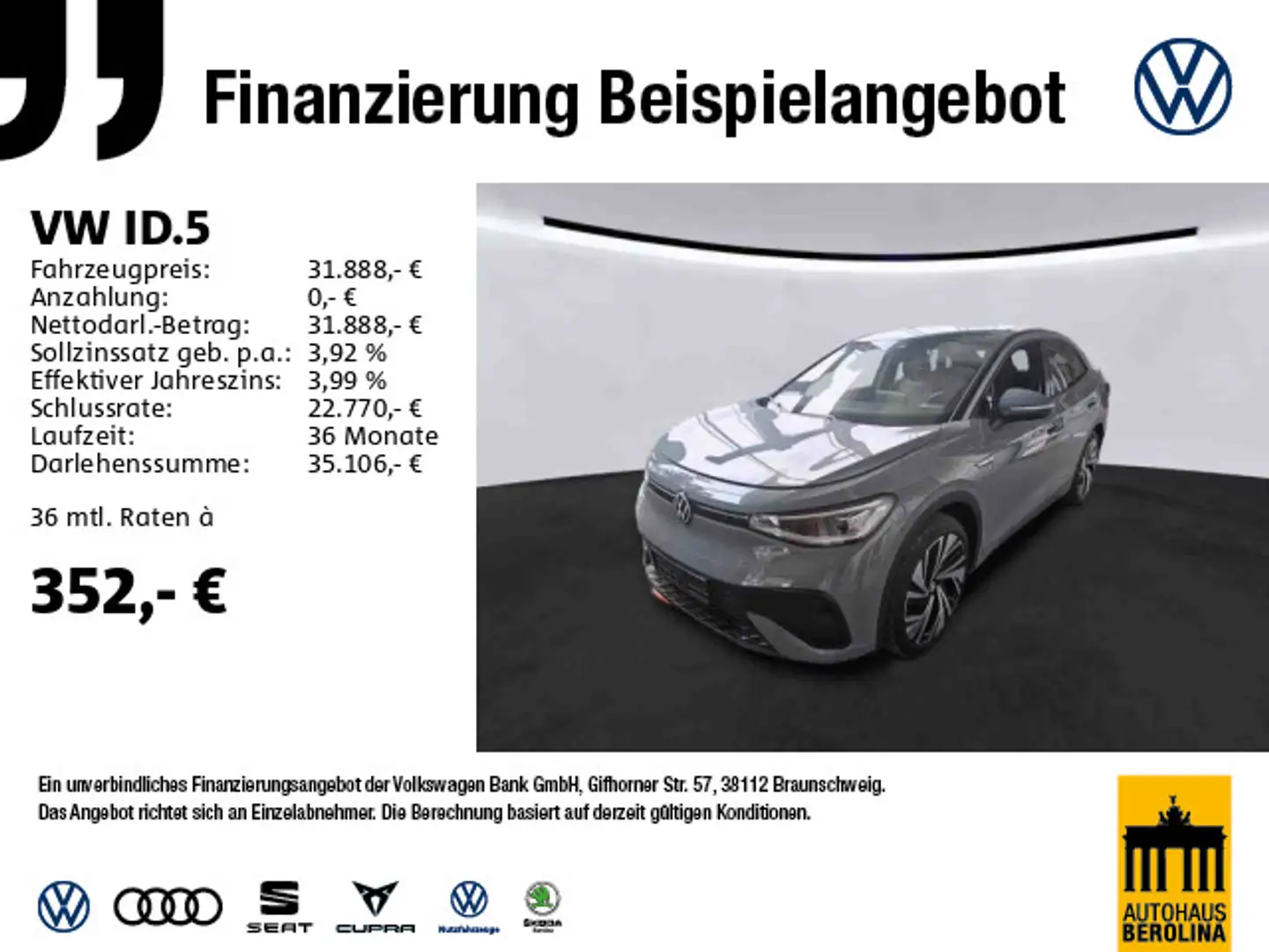 Volkswagen ID.5 Pro Performance *IQ-MATRIX*AHK*ACC*R-CAM* Grau - 1