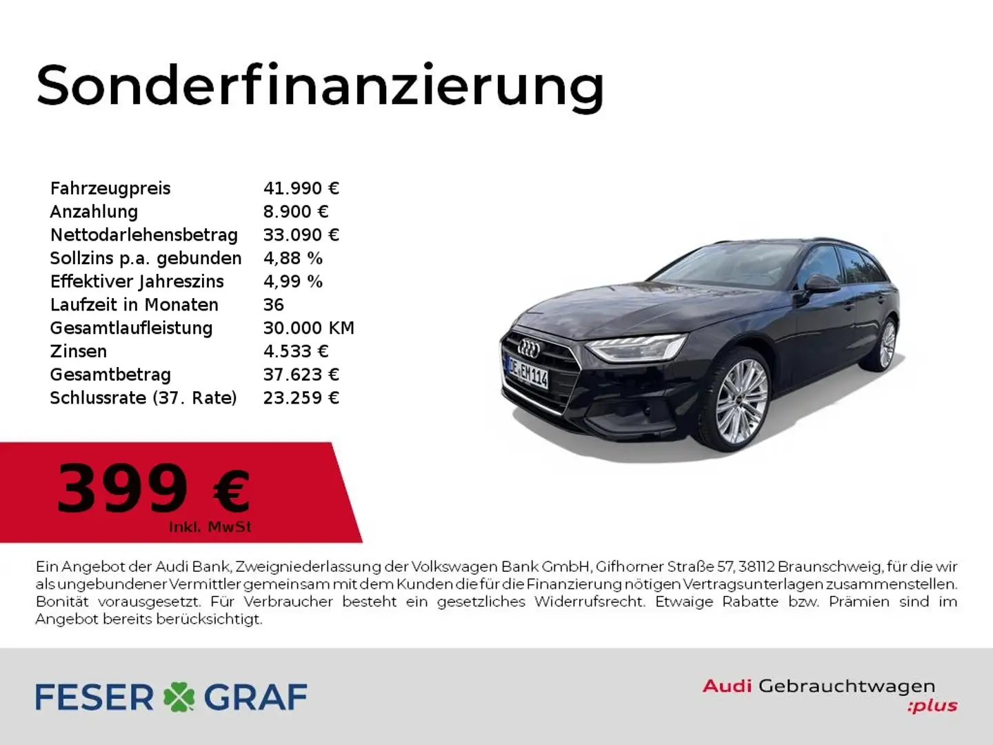 Audi A4 Avant 35 TDI S-Tronic Navi+/LED+/Kamera/SHZ/ACC Schwarz - 1